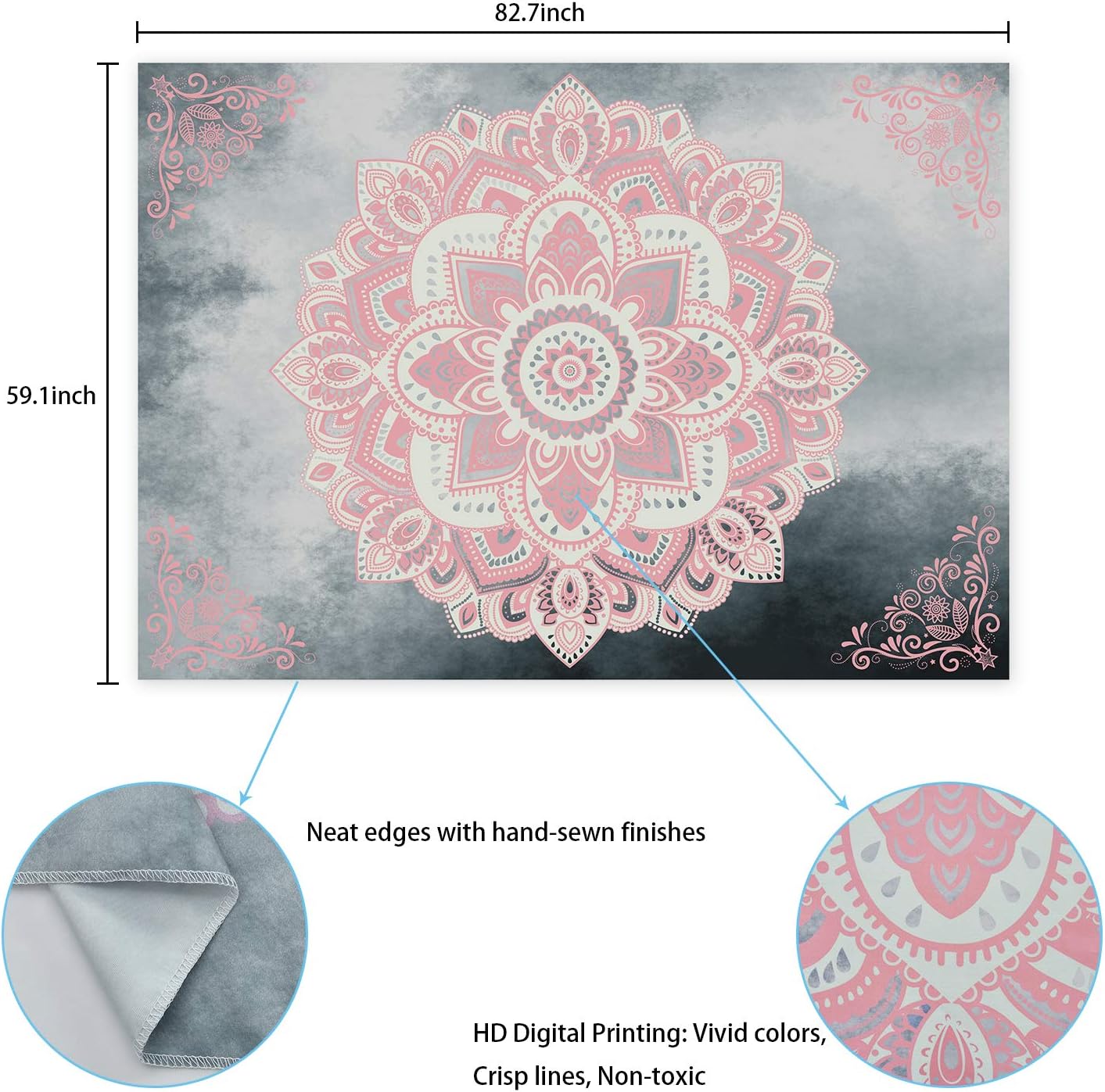 Alishomtll Mandala Wandtuch Bohemian Wandteppich Indian Wandbehang Psychedelisch Deko Wall Hanging Tapestry Tapisserie Groß 210 x 150cm