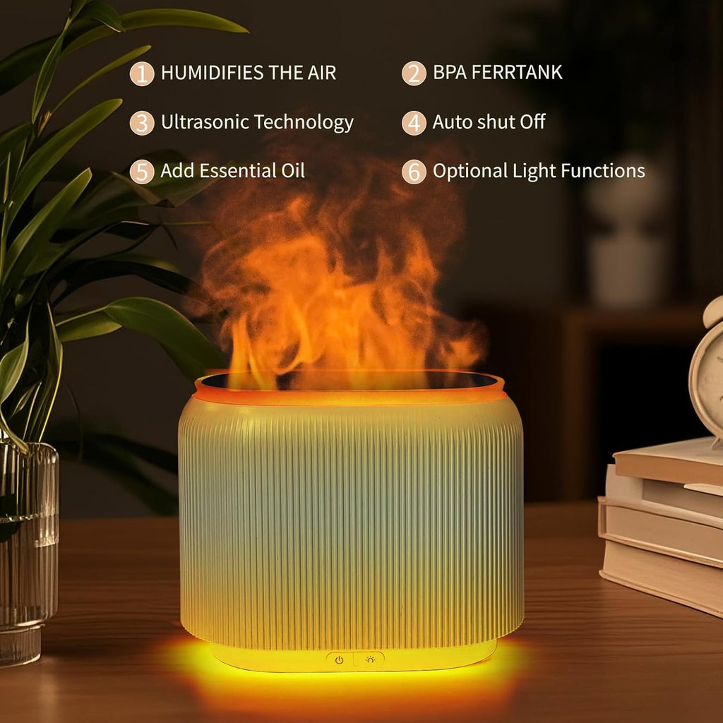 LIFFY Essential Oil Diffuser - Fireplace Fire Flame Aromatherapy Diffuser, Mist Humidifier with Multi-Color LED Lights, for Bedroom, Yoga Spa | Whisper-Quiet Operation, Ideal Gifts