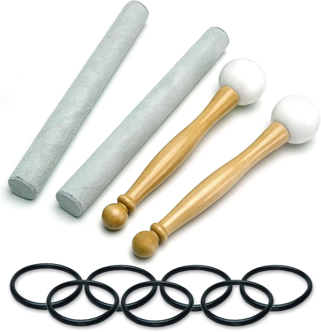 keepdrum Quarz-Klangschalen Chakra Set Gold 7-teilig 8-14 Zoll mit Zubehör