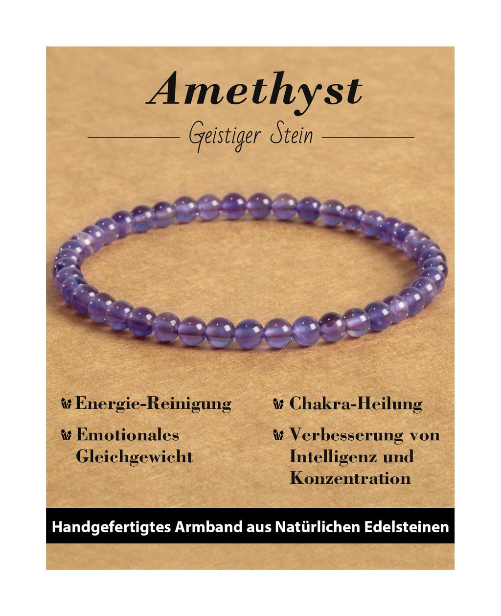 4 mm Stretch Bracelet Made of Real Natural Stone Beads, Healing Stone Bracelet, Yoga Bracelet for Women, Men, Lucky Bracelet, Friendship Bracelet, Replacement Beads Included