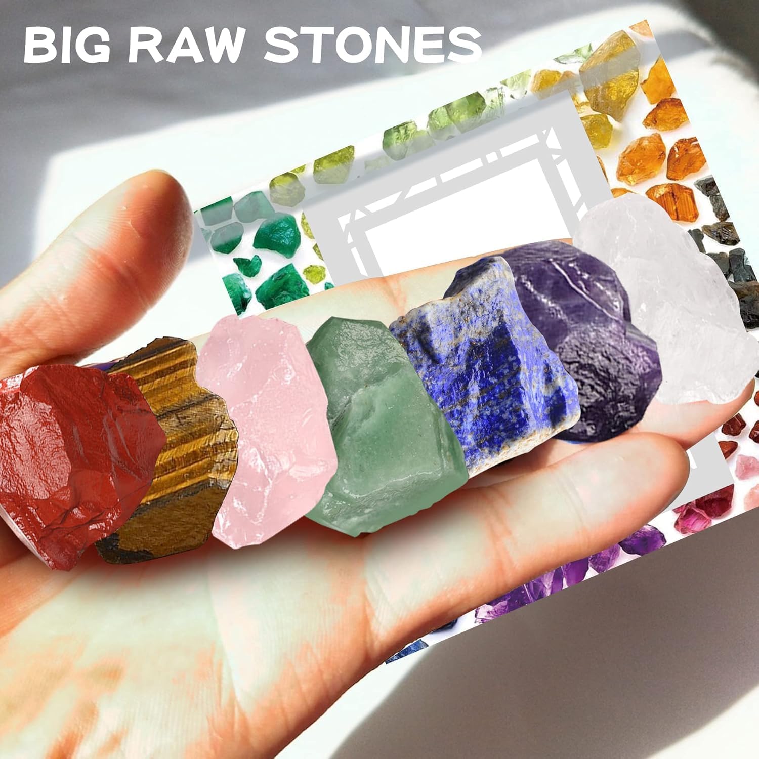 YORFULL Kristalle Heilsteine 7 Chakra Steine Set, 23 PCS Edelsteine Heilsteine, Edelsteine Mineralien Steine Trommelsteine für Yoga, Meditation Entspannung, Kristall-Schiefer mit Anweis