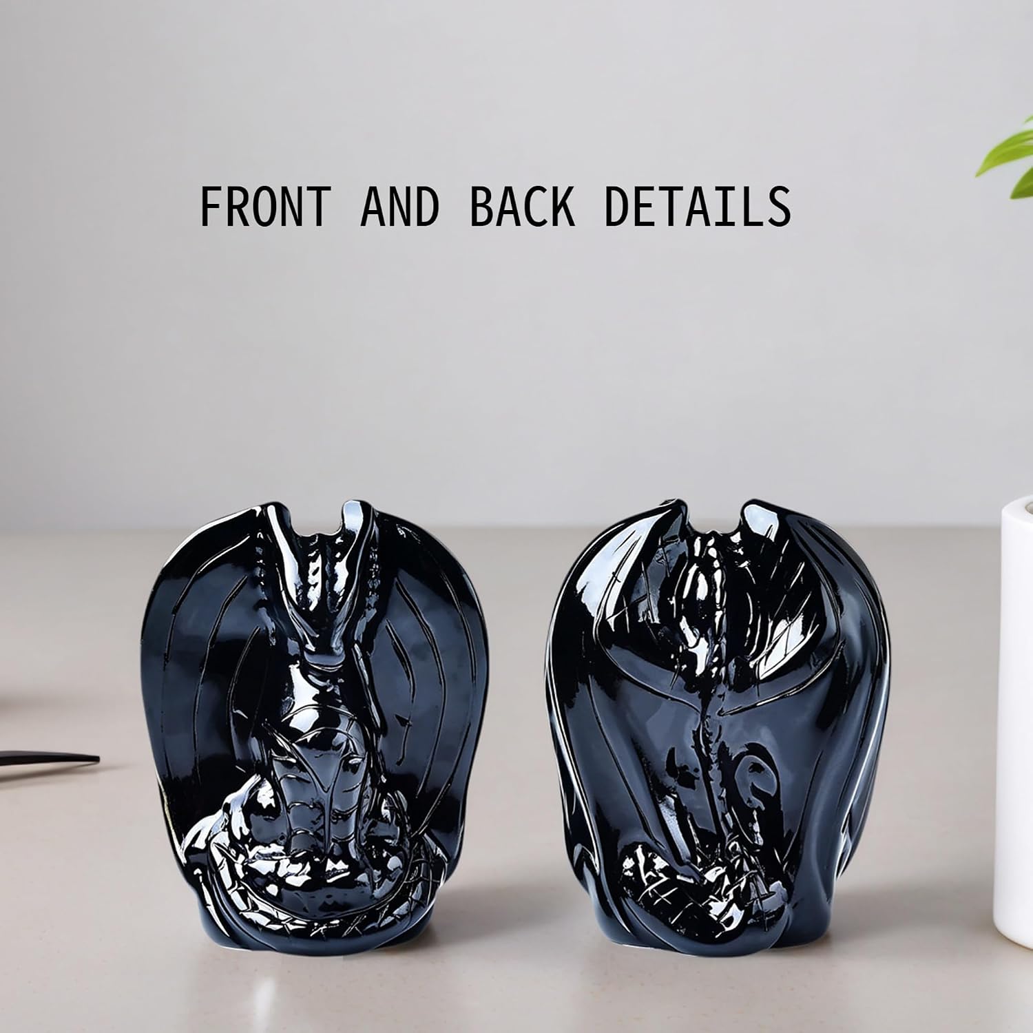 Natural Black Obsidian Dragon Statue – 2" Hand-Carved Crystal Collectible Figurine, Animal Sculpture for Desk, Office & Home Décor, Unique Spiritual Protection Gift for Men and Women