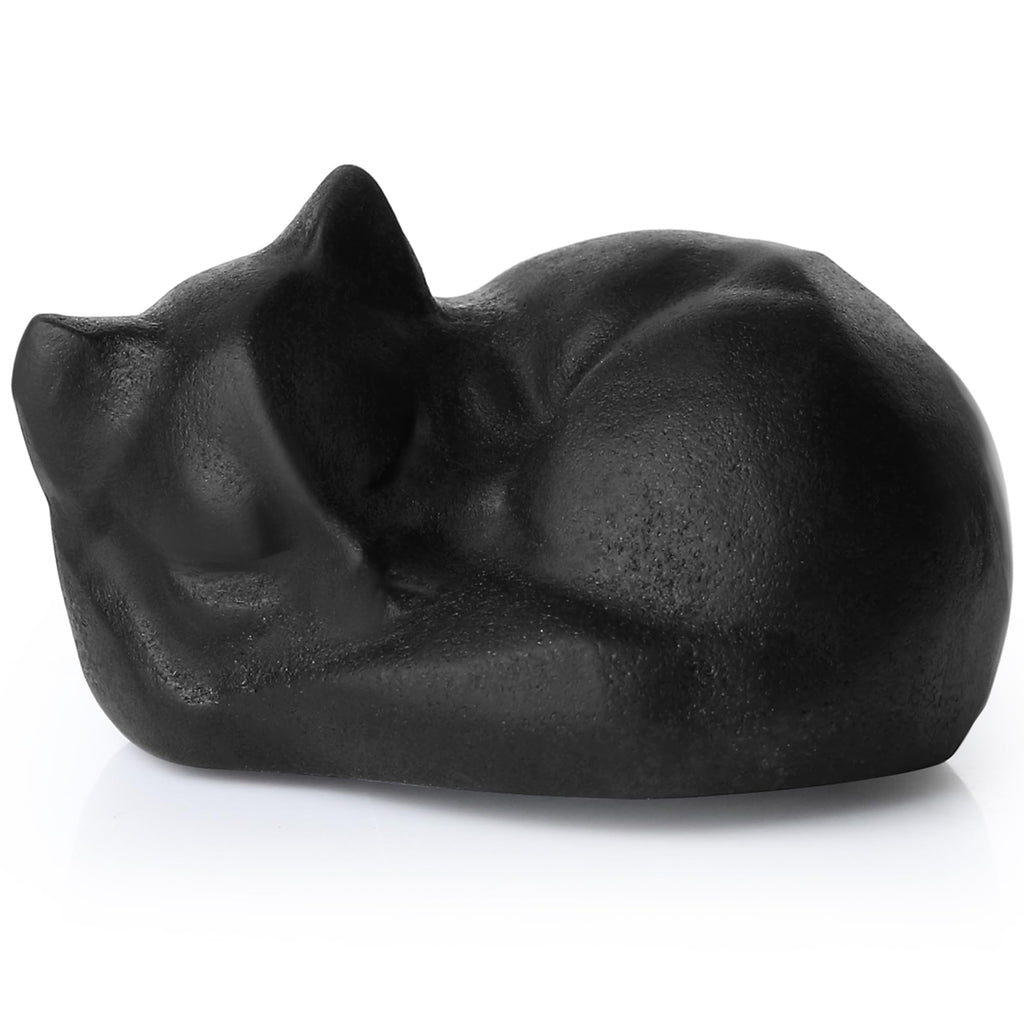 QINJIEJIE Dalmatian Jasper Cat Crystals Figurine Sleeping Cat Figure Statue Gemstones Sculpture Lucky Kitten Cute Decoration Men Women