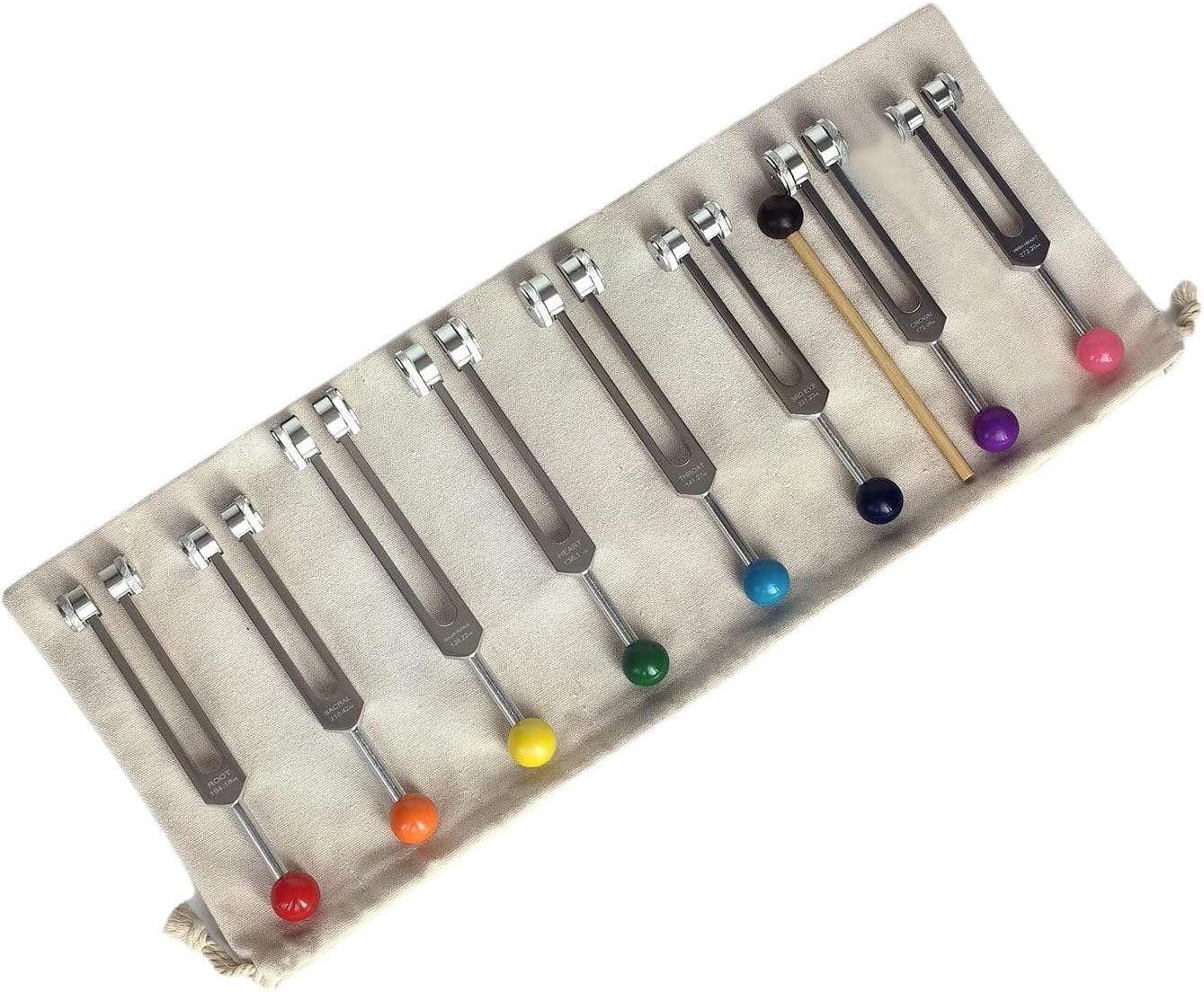 Tagtight Chakra-Stimmgabel-Set Zur Heilung, Stimmgabeln Neurologie Tuning Fork Medical mit Stimmgabel-Aktivator Zur Heilung, Klangtherapie, Körperpflege, Geist und Seele