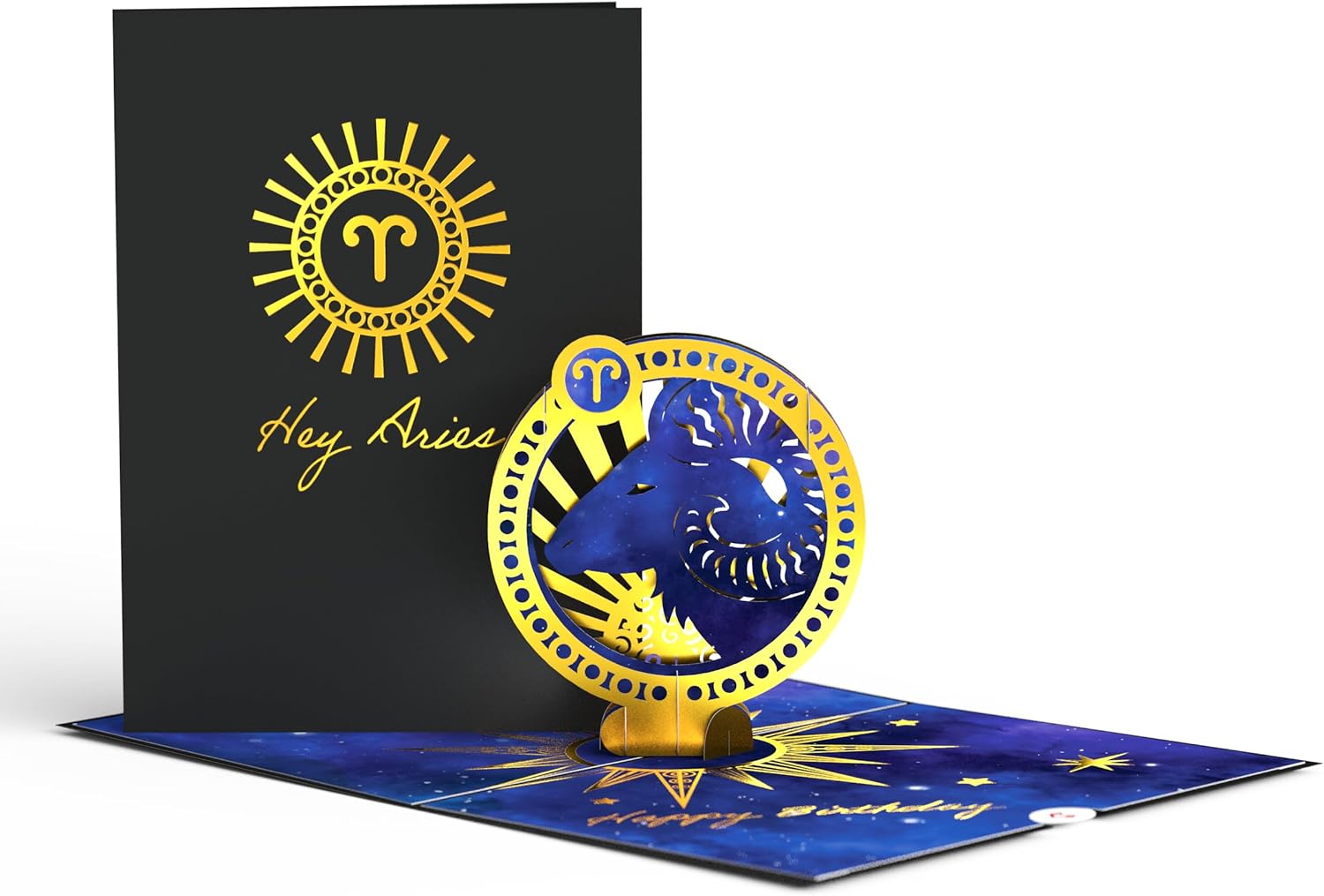 Lovepop® Sternzeichen Widder Geburtstag 3D Pop-Up Karte Geburtstagskarte Zodiac Aries | Hochwertige Gold-Effekte | Fach für Geld & Gutscheine | Premium-Umschlag