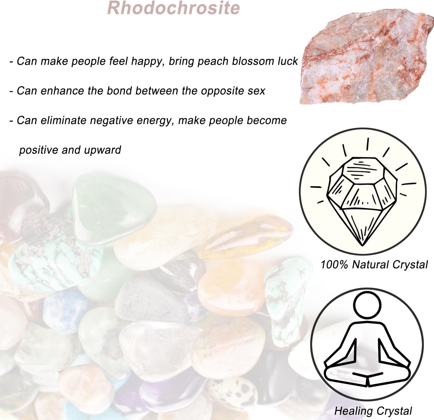 Erliway 1.25-2 Inch Rhodochrosite Raw Crystals, Natural Rough Rhodochrosite Stone, Healing Raw Stones for Well Rocks, Home Decor Meditation Energy Balancing Wire Wrapping Wicka Reiki