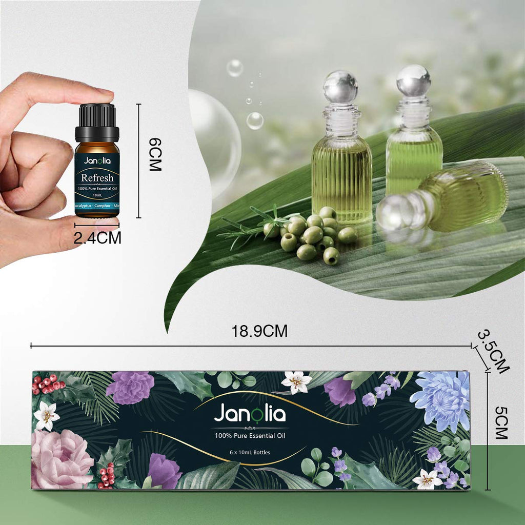 Janolia ätherisches Öle Set, Upgrade-Paket,Reines Natürliche Duftöle Set für Diffuser Entspannung Schlaf verbessern