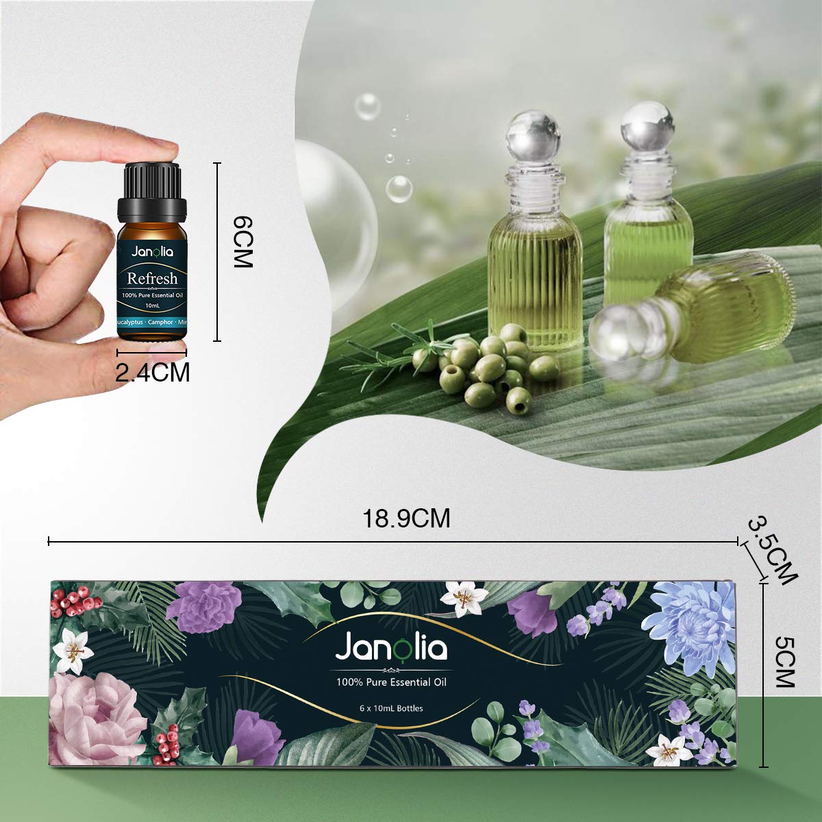 Janolia ätherisches Öle Set, Upgrade-Paket,Reines Natürliche Duftöle Set für Diffuser Entspannung Schlaf verbessern