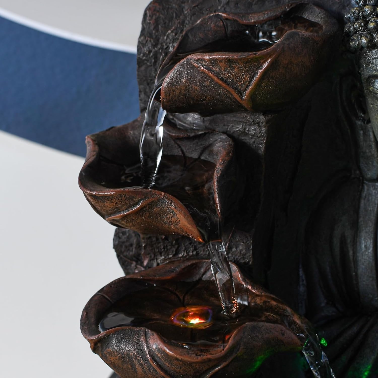 Zen'Light Spirituality Buddha Fountain, Polyresin, Dark Brown, 21 x 21 x 26 cm