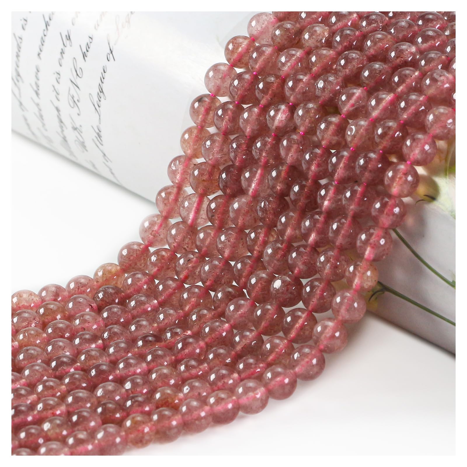 Natural Stone Beads, Gemstone Beads, 45 Pieces, 8 mm, Natural Stone, Unakite Gemstone Beads, Polished Round Gemstones for Threading, Gemstones, Stone Beads for Bracelets, Necklaces, DIY Jewellery,