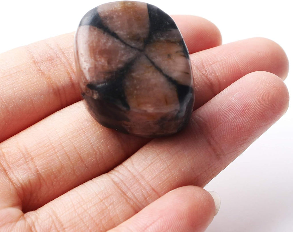 NUJA 1 Piece Natural Chiastolite Polished Stone Cross Stone Andalusite Crystal Pendant Hand Palm Stone Healing Gift