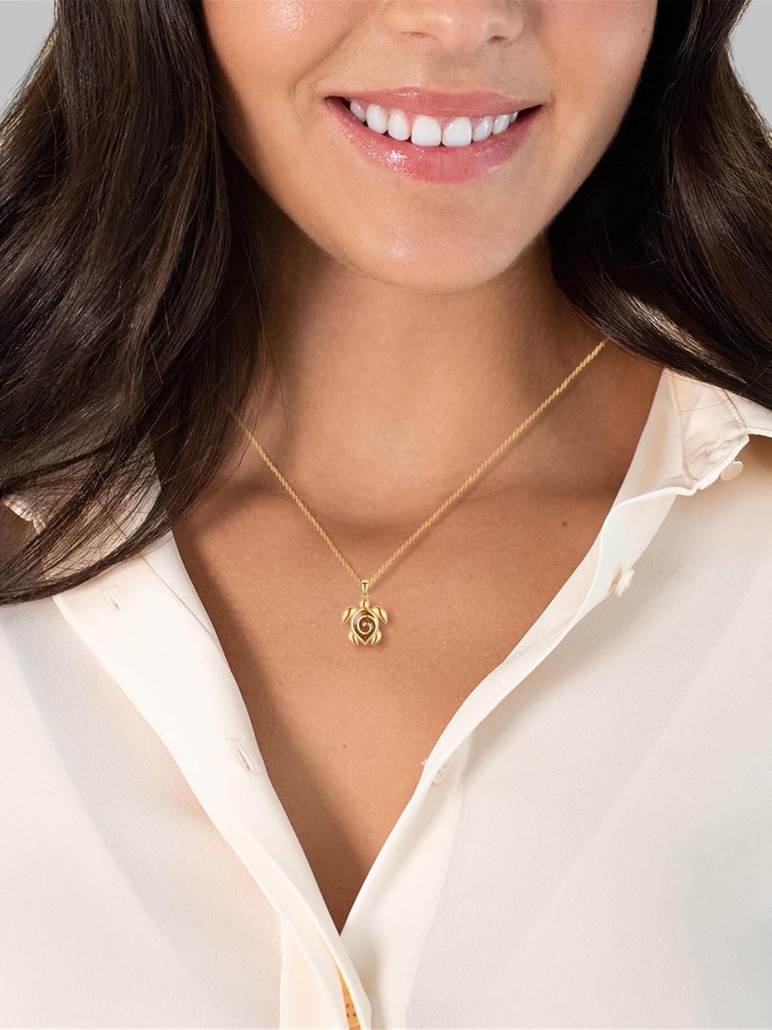 Rafaela Donata Damen Kette aus 925/- Sterling Silber gelbvergoldet 14 Karat mit Emaille braun Silberkette Schildkröte