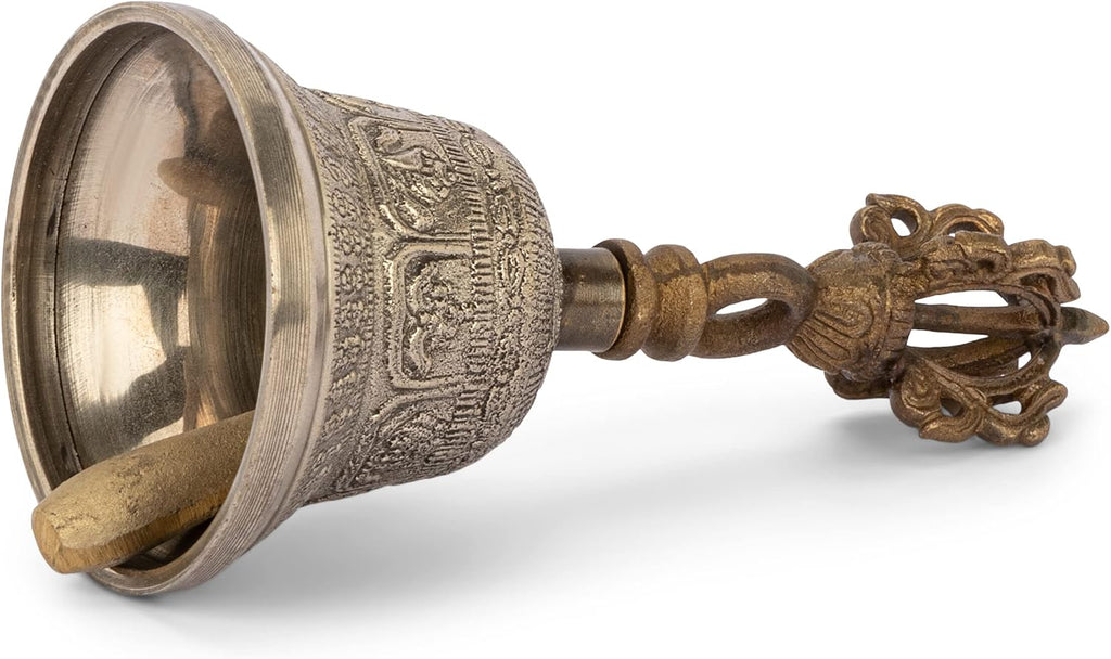 NKlaus Glocke mit Dorje Griff 11cm Ritualgegenstand im Buddhismus Meditationsglocke 2660