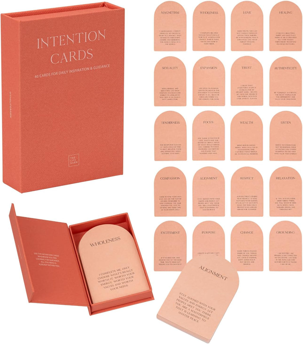 40 Intention & Orakelkarten Affirmationskarten in hochwertiger Leinenbox Achtsamkeit & Selbstreflexion