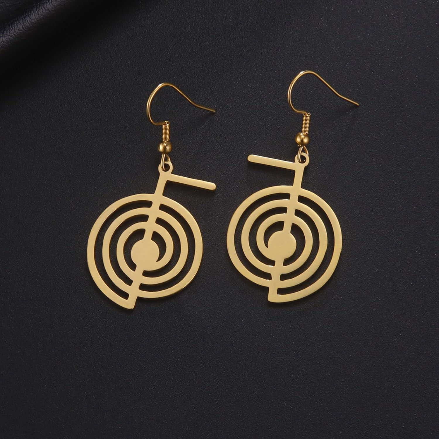 VASSAGO Cho Ku Rei Reiki Halskette Heilige Energie Symbol Yoga Heilige Geometrie Power Reiki Halskette Tropfen Ohrringe für Frauen Meditationsschutz Amulett