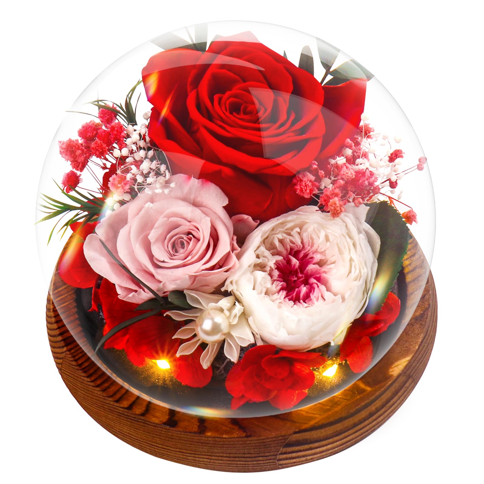 Ewige Rose Engel Geschenke für Mama, Ewige Rose in Engel Glaskuppel für Sie, Infinity Rosen Konservierte Blumen Handgemachte, Engelsfigur aus Glas, Geschenk für Frauen Mutter Oma Großmutterk