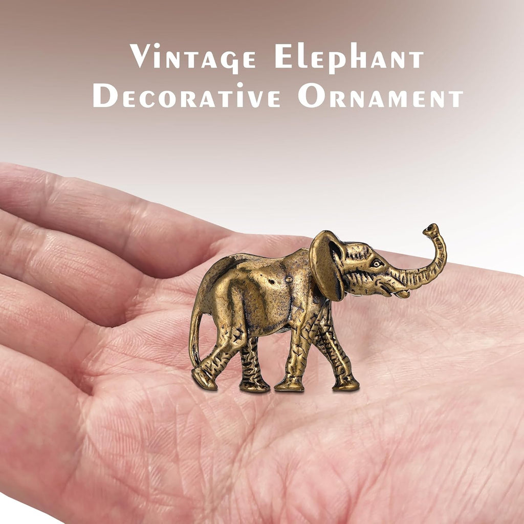 Vintage Messing Elefant – Ganesha Figur als Glücksbringer und Feng Shui Miniatur-Elefantenstatue, Dekorative Tierfigur aus Metall für Wohnzimmer, Büro Tischdeko & Chinesische Wohnkultur