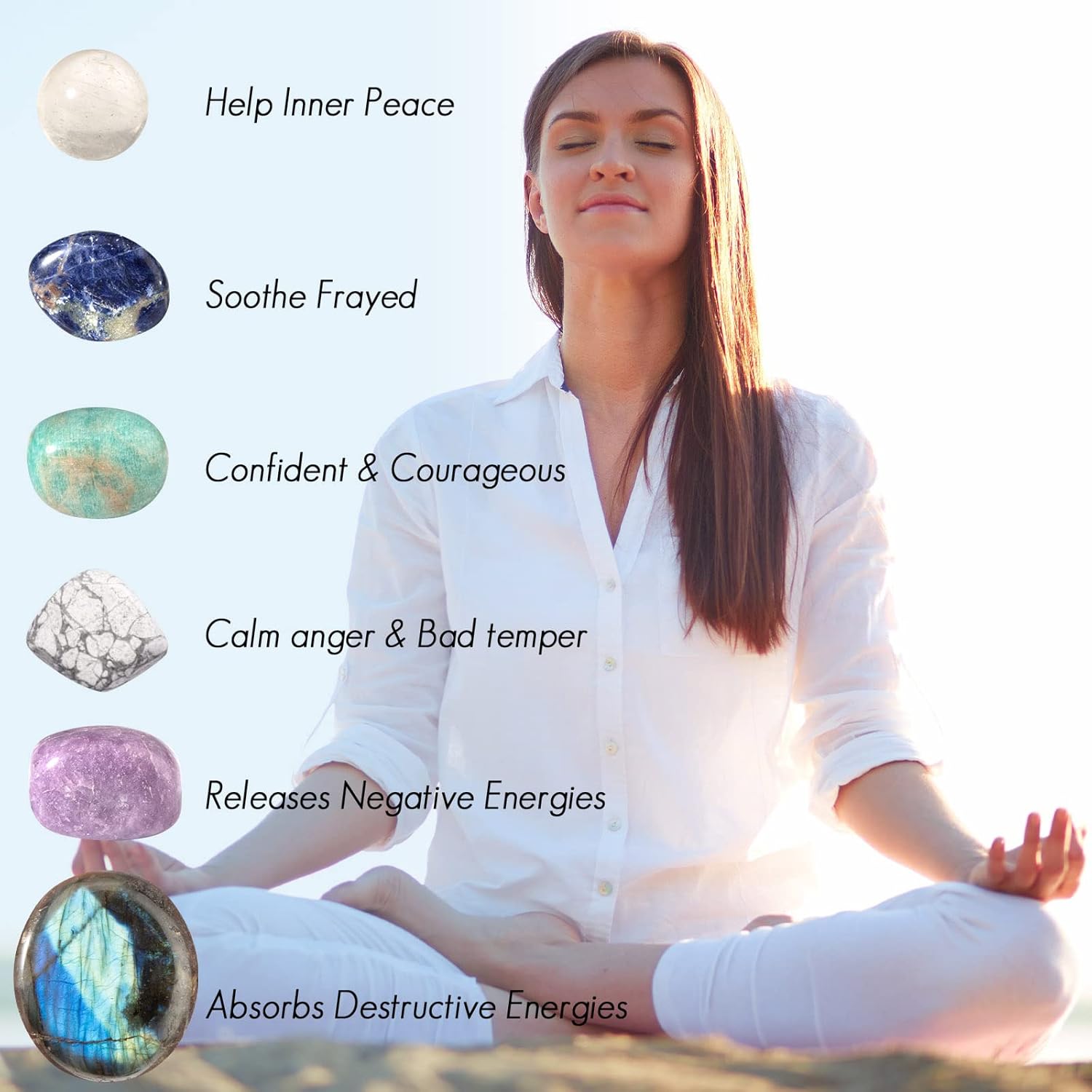 QianCannaor Crystals Healing Stones Set, Natural Minerals and Gemstones for Anxiety, Relaxation, Stress, Crystal Therapy, Meditation, Reiki, Healing Crystal Gift Set