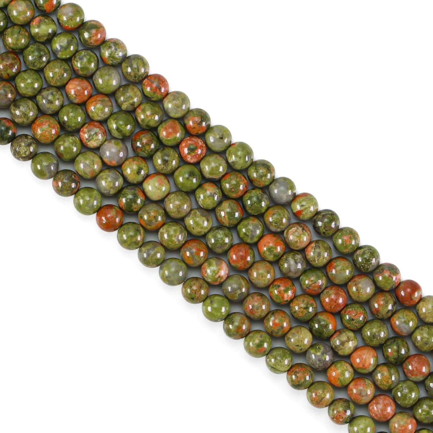 Natural Stone Beads, Gemstone Beads, 45 Pieces, 8 mm, Natural Stone, Unakite Gemstone Beads, Polished Round Gemstones for Threading, Gemstones, Stone Beads for Bracelets, Necklaces, DIY Jewellery,