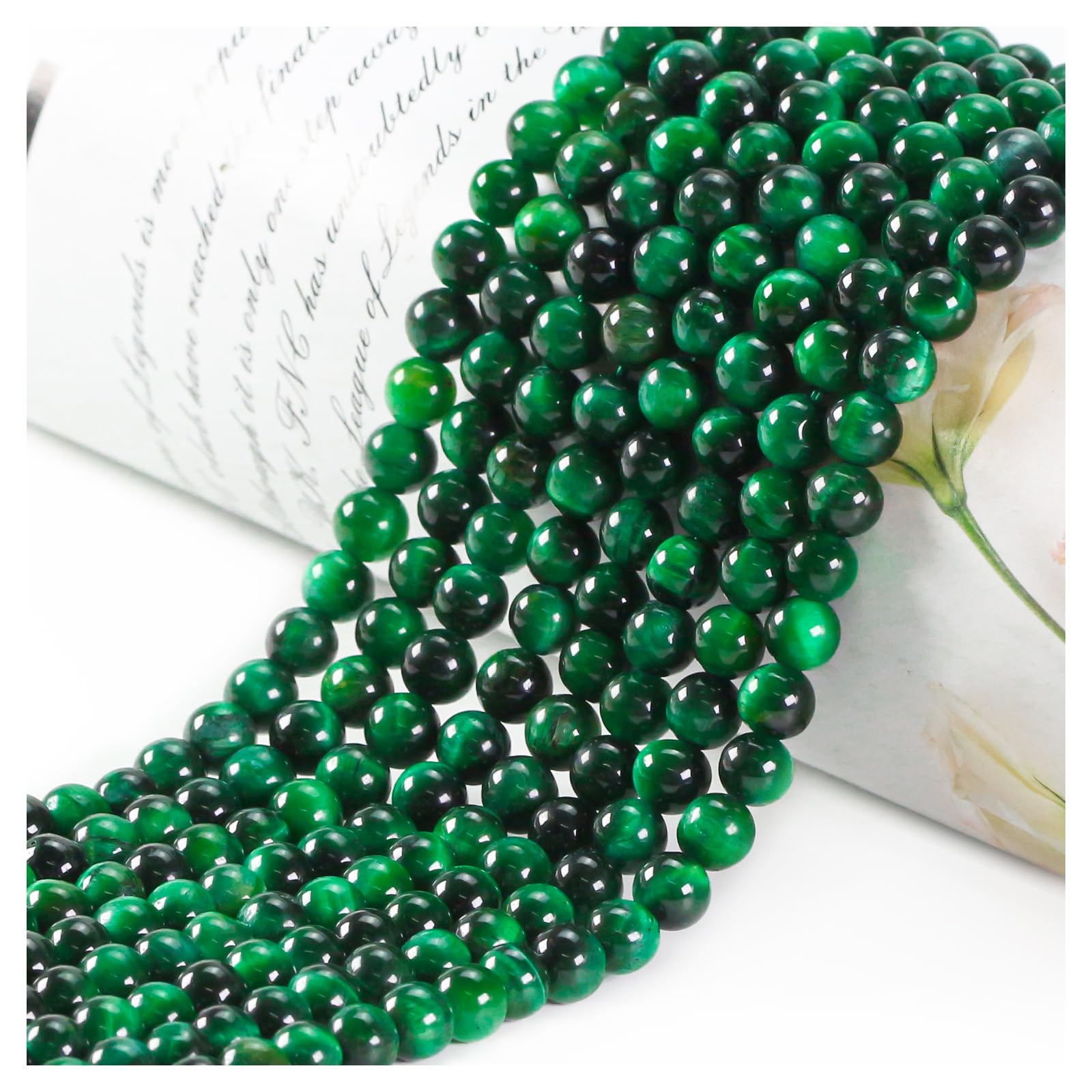 Natural Stone Beads, Gemstone Beads, 45 Pieces, 8 mm, Natural Stone, Unakite Gemstone Beads, Polished Round Gemstones for Threading, Gemstones, Stone Beads for Bracelets, Necklaces, DIY Jewellery,