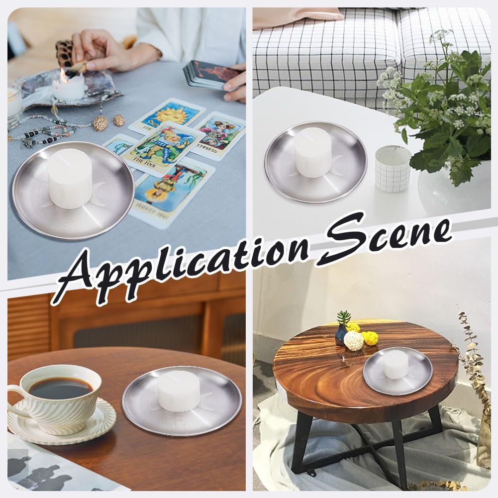 Altar Ritualteller Schüssel Edelstahl Flache Schale Rund Metall Mond Schmucktablett Astrologie Tarot Opferteller Ringhalter