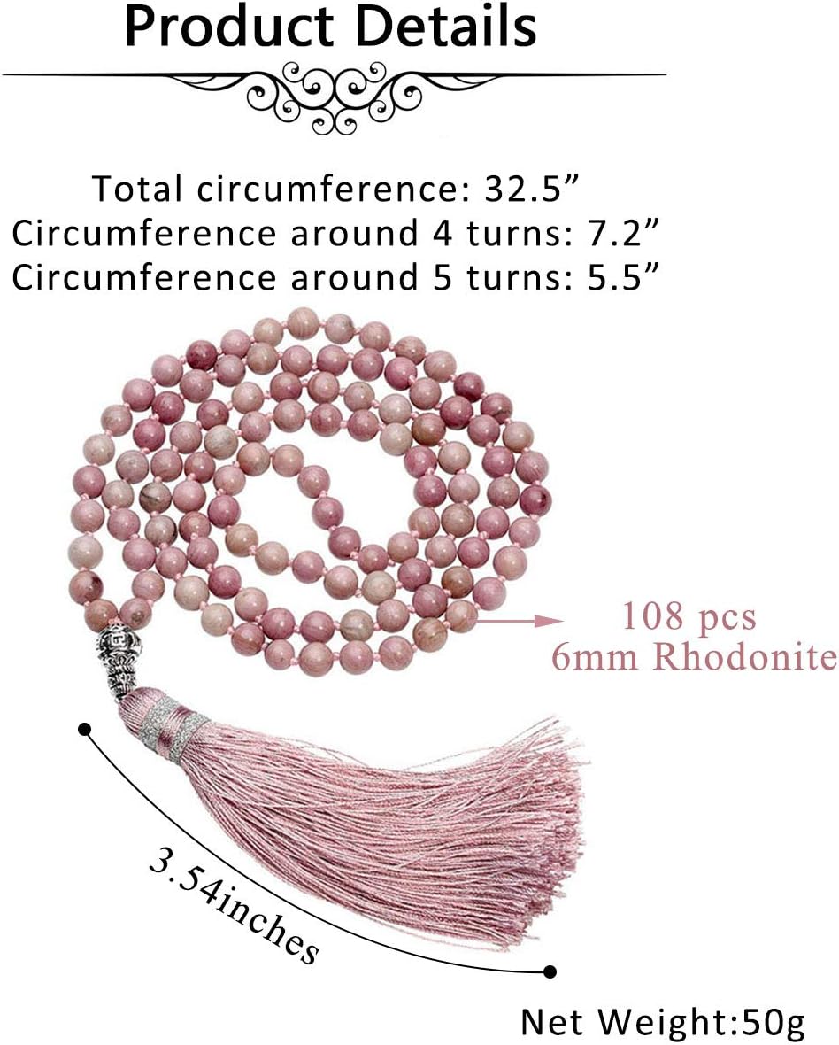 CrystalTears Mala Kette 108 Perlen Wickelarmband Chakra Steine Mala Armband mit Lebensbaum Anhänger 6mm Perlen Buddhismus Gebetskette Healing Reiki Halskette