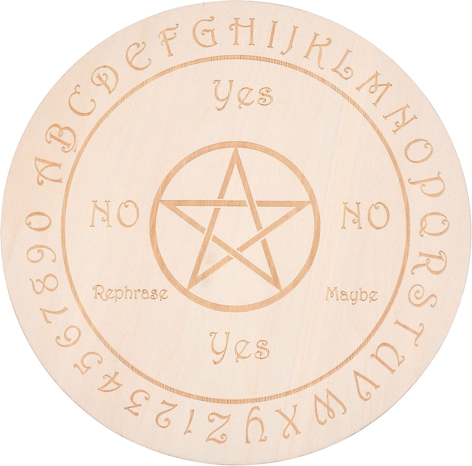 GORGECRAFT Pattern Texts Pendulum Board Wooden Fortune Telling Metaphysics Message Board Wood Carving Board Fortune Telling Witchcraft Altar Coaster Environmentally Friendly Scald-Proof Flat Round