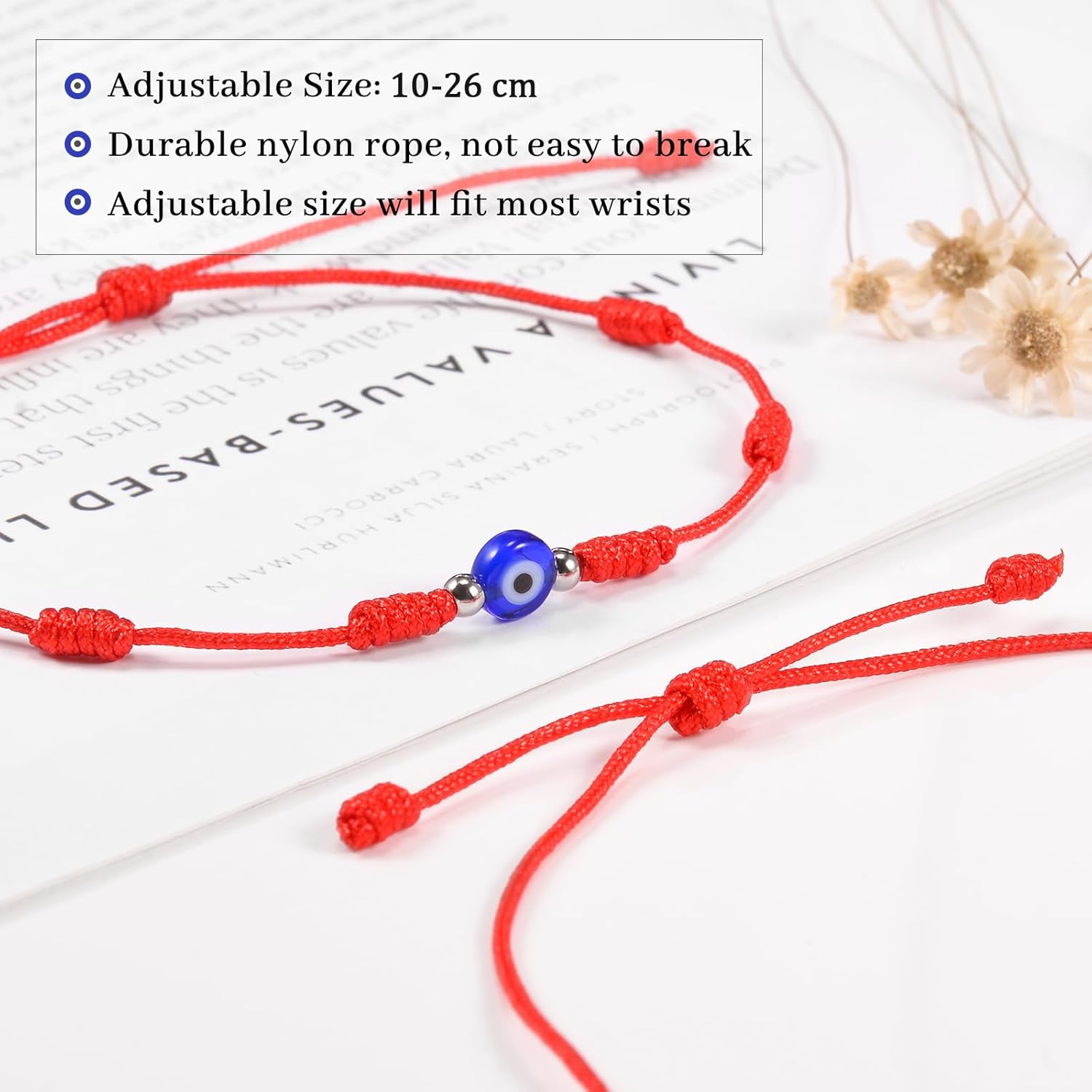 VU100 Rotes Böser Blick Armband Evil Eye Kabbalah 7 Knoten Seil Mit Nazar Amulett - Verstellbare Viel Glück Freundschaft Geschenk für Damen Herren Familie Freund
