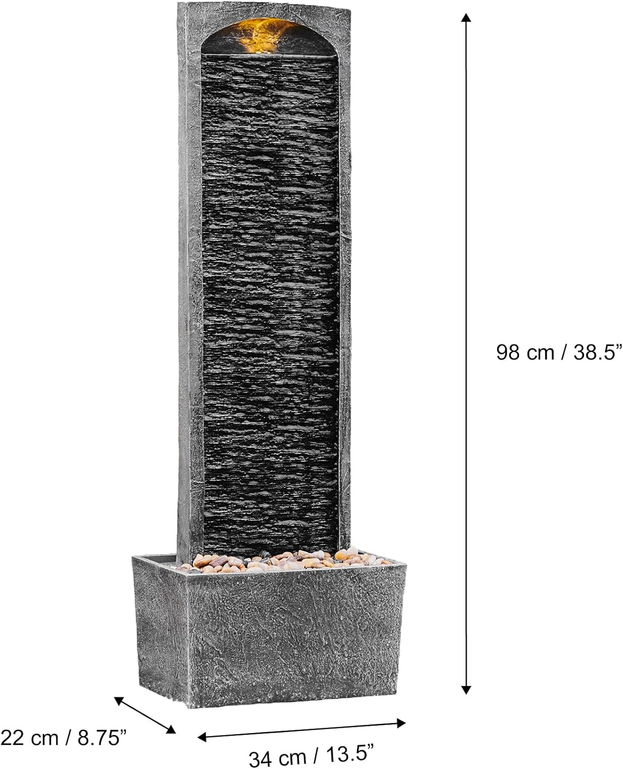 Peaktop RJ-19041-EU Garden Patio Stone 38 Inch Upright Waterfall Fountain
