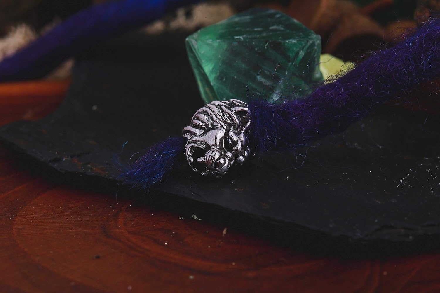 WINDALF Haar & Bartperle LION 12 mm Löwen Schmuck 925 Sterlingsilber