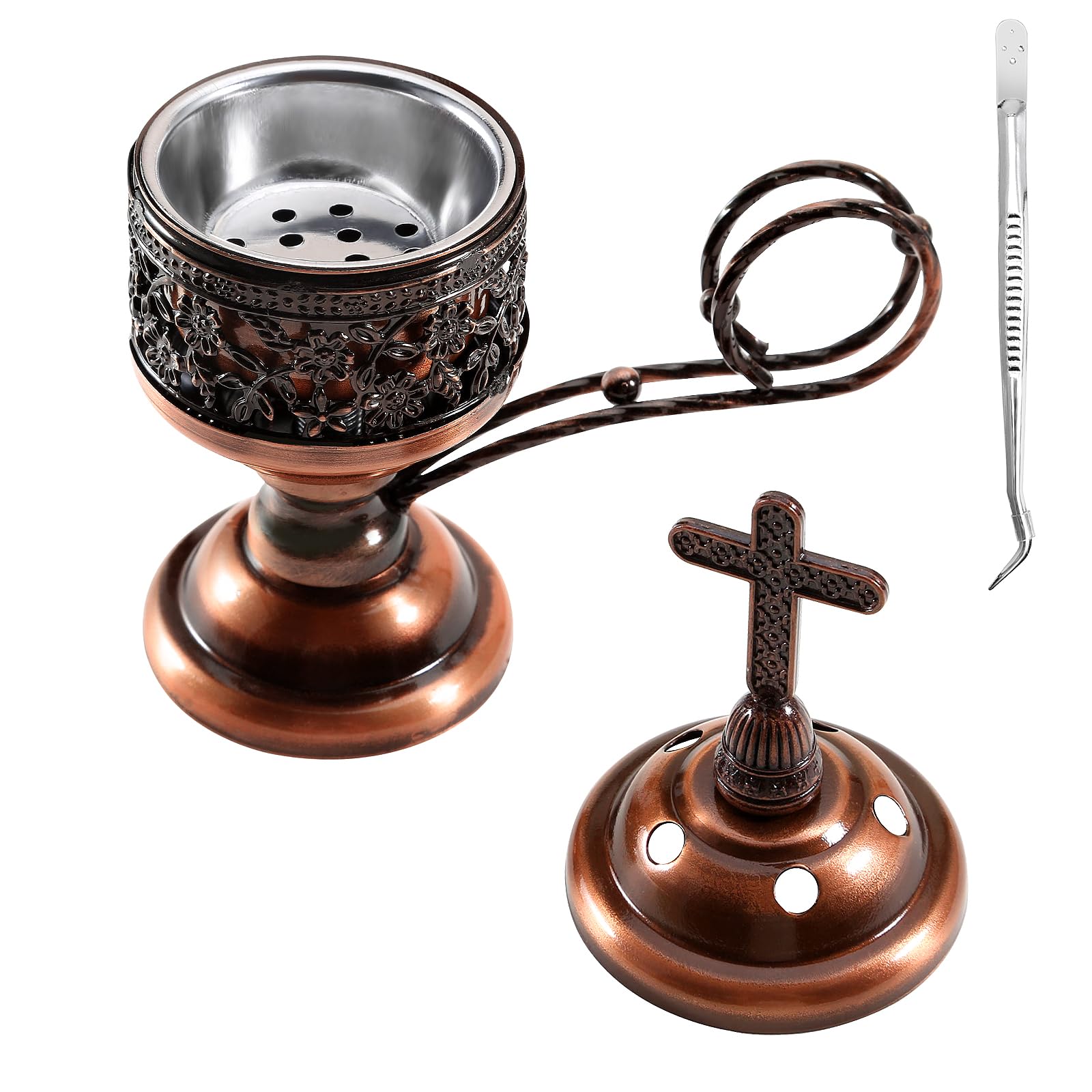 Yawlsow Räuchergefäß, Weihrauchkohle Räucherstäbchenständer, Bakhoor Räuchergefäß Halter, ideal für Aromatherapie, Yoga und Spa, Haus und christliche Kirche Räuchergefäß, (Gold), ATX0005-6