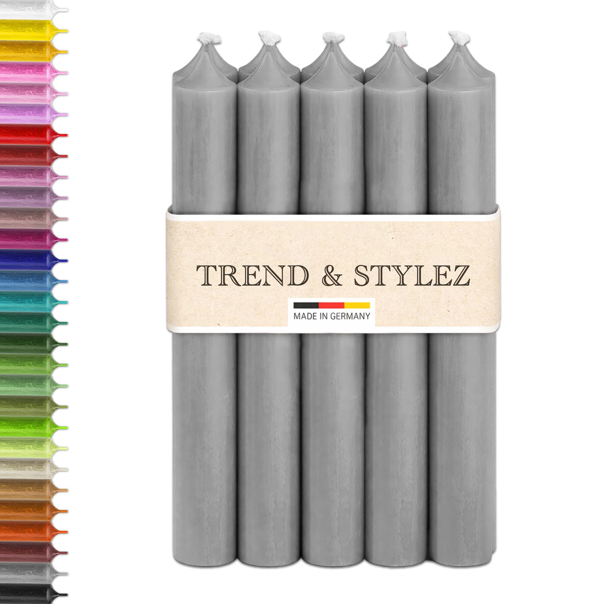 10 Spitzkerzen durchgefärbt (180x22mm) | RAL Stabkerzen mit 8h+ Brenndauer | Ohne Tropfen & Rußen | Tafelkerzen für Leuchter | Made in Germany (Schwarz)