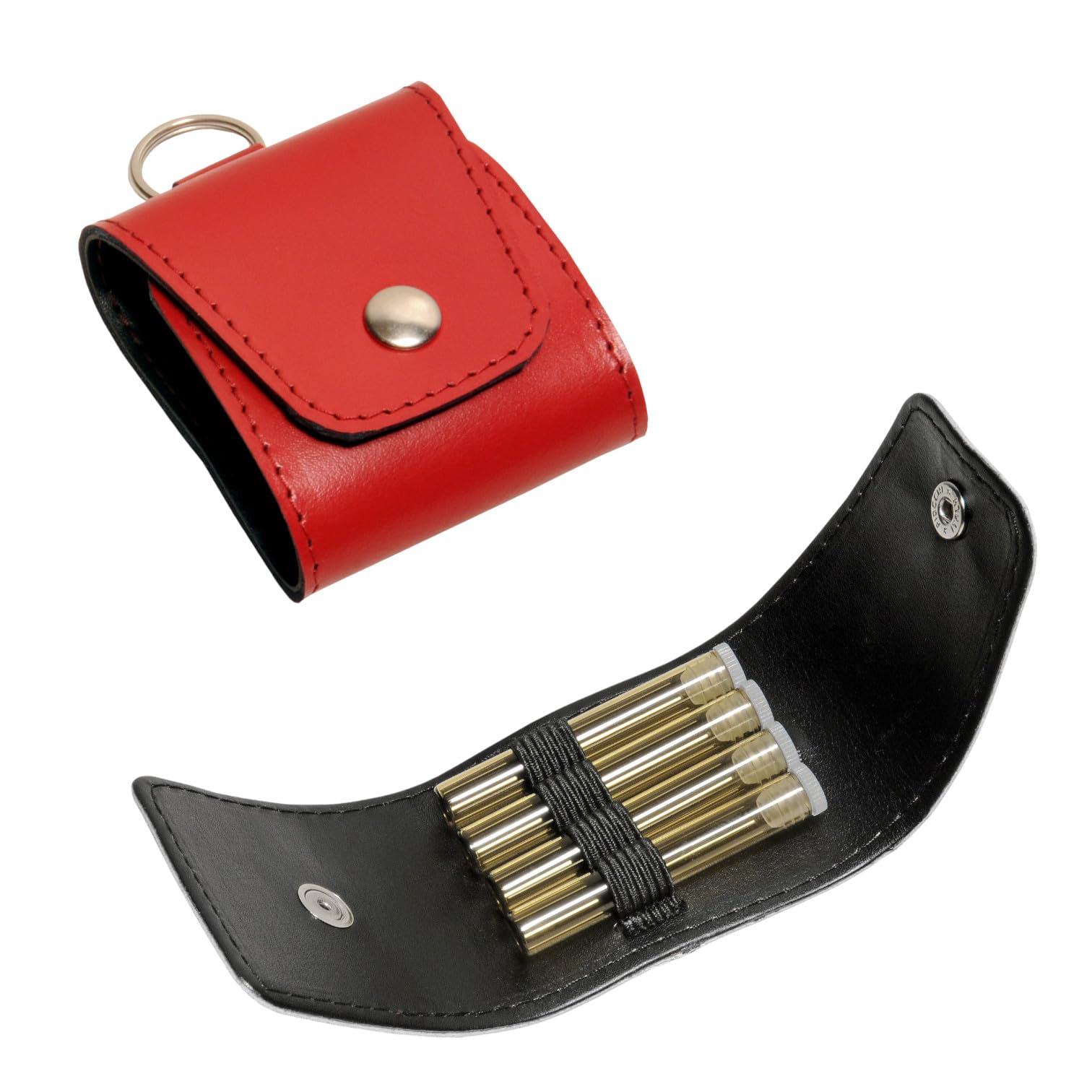 Homöopathische Notfallapotheke mit 4 Braungläsern (UV-Schutz) und Etiketten, Leder (Grün)