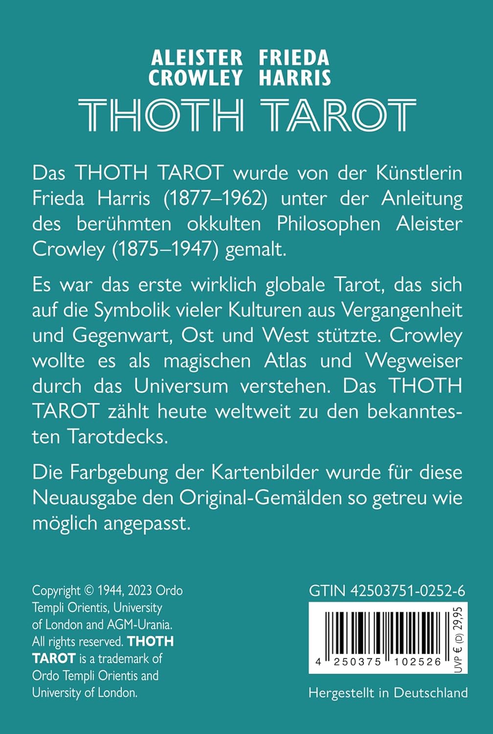 Aleister Crowley Thoth Tarot Standard DE: 78 Karten mit Anleitung (Original-Farben!)