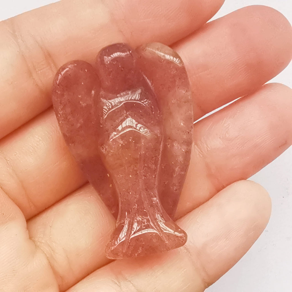 Natürliche Lila Lepidolith Heilung Kristall Gebet Schutzengel Statue,38mm Schnitzen Tasche Palm Stein Figuren Dekoration