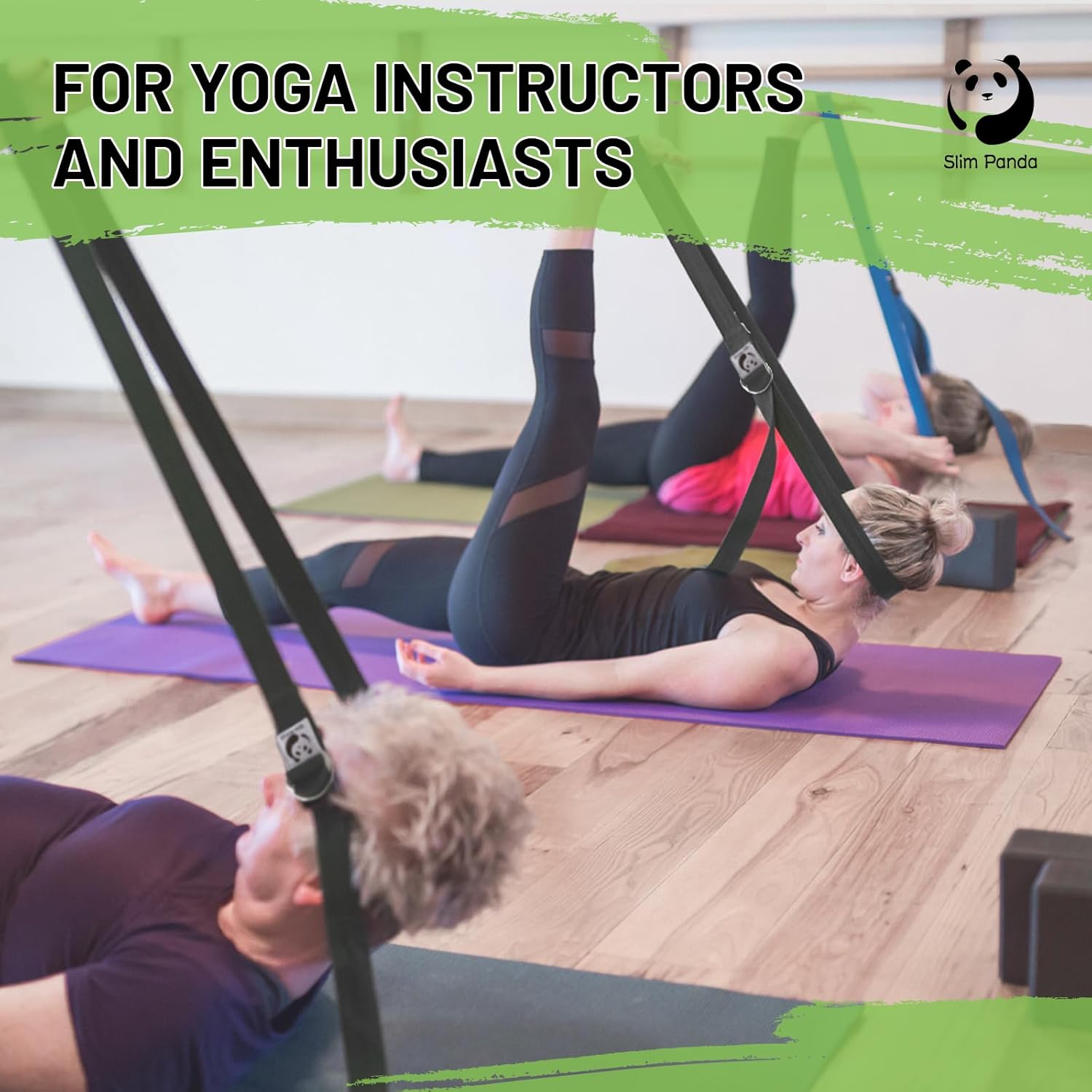 Slim Panda Yogagurt aus Baumwolle - Praktisches Zubehör für Dehnen und Fitness, Band Mit Schiebeschnalle aus Metall für Anfänger & Fortgeschrittene, Mehrere Farben (180/250cm)