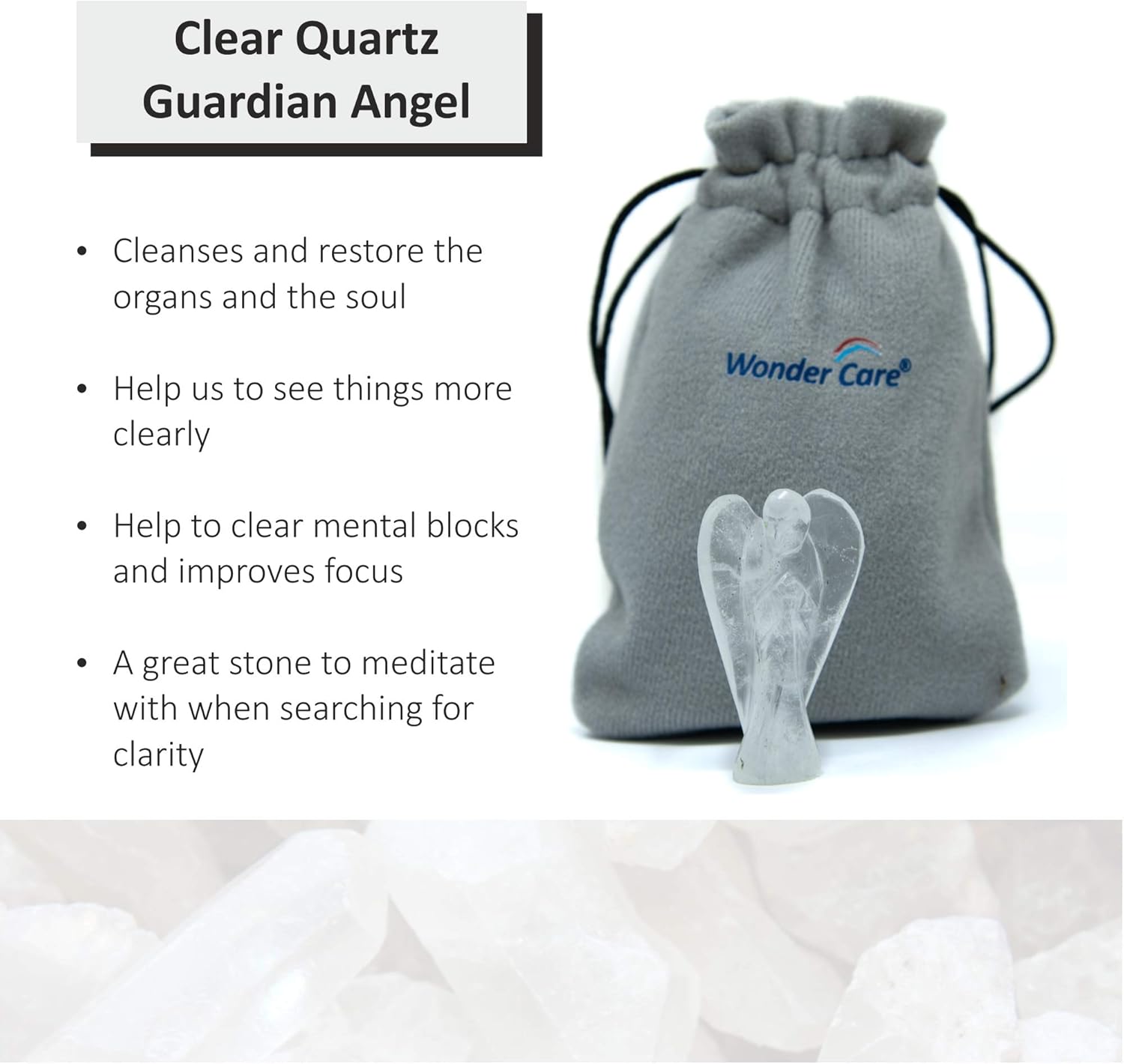 Wonder Care Pocket Guardian Angel Crystal Natural Gemstone Reiki Healing Energy Carved Statue Chakra Balance Meditation Aesthetic 1.5-2 Inch Pack of 2