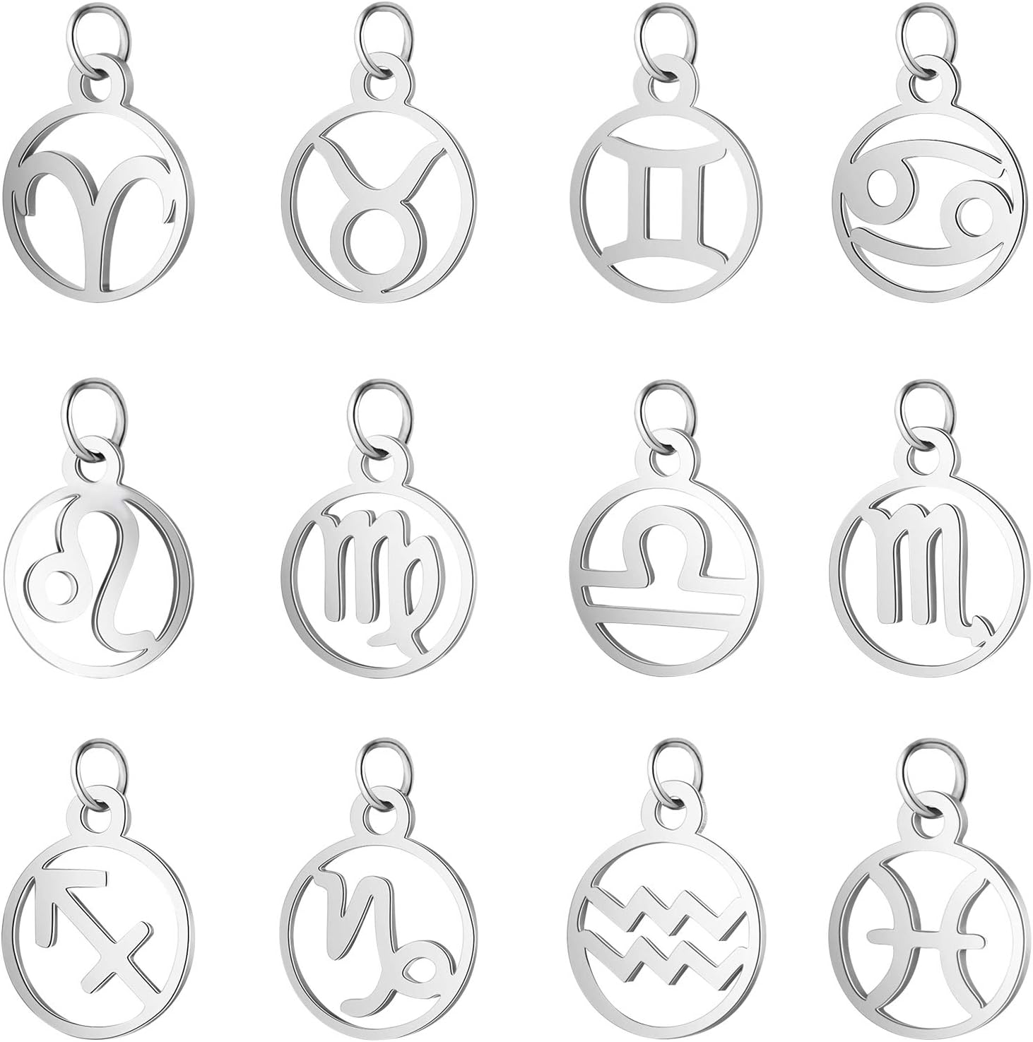 UNICRAFTALE Charm 12 Sternbildern Edelstahl Sternzeichen Anhänger Flach Und Rund Charms Sternbild Anhänger Für Die Herstellung von DIY Schmuck