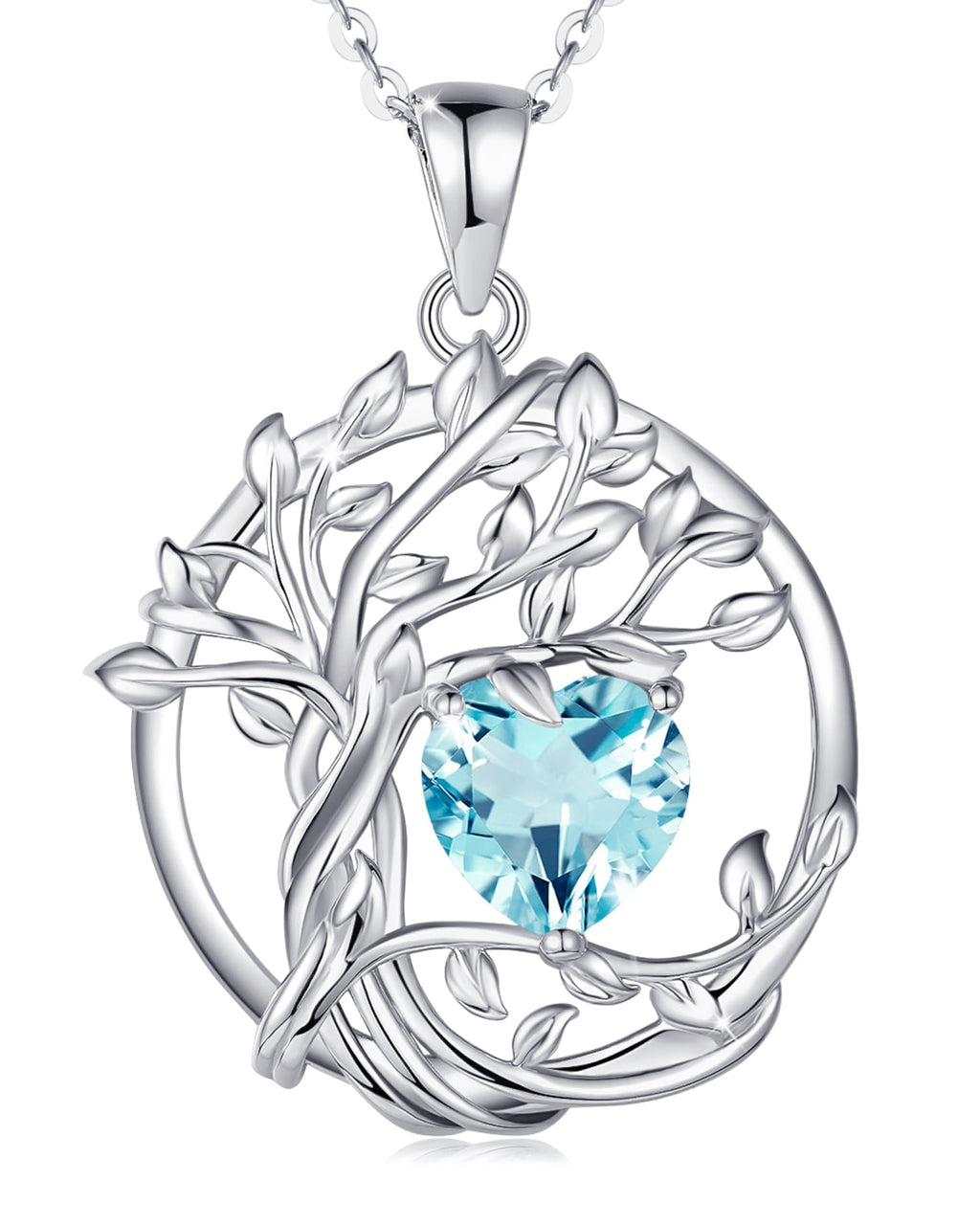 FANCIME Tree of Life Baum des Lebens Geburtstein Halskette Sterling Silber Anhänger Geburtstein Kette Edelstein Jahrestag Geburtstag Schmuck Weihnachten Geschenke für Damen Mama Ihre Frau
