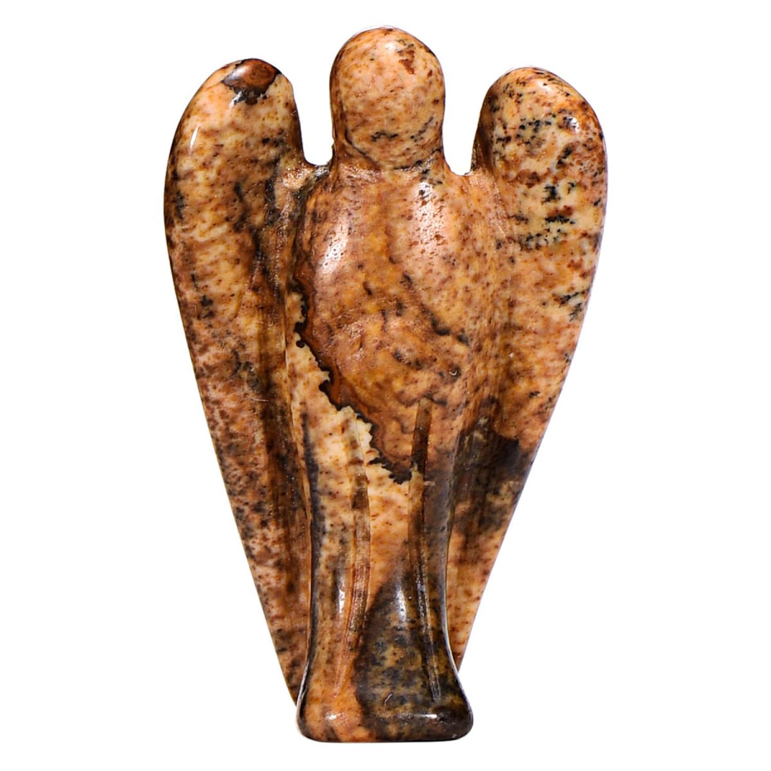 Morella Edelstein Dalmatinerjaspis Engel Glücksbringer Schutzengel zum Mitnehmen 3,5 cm in Samtbeutel