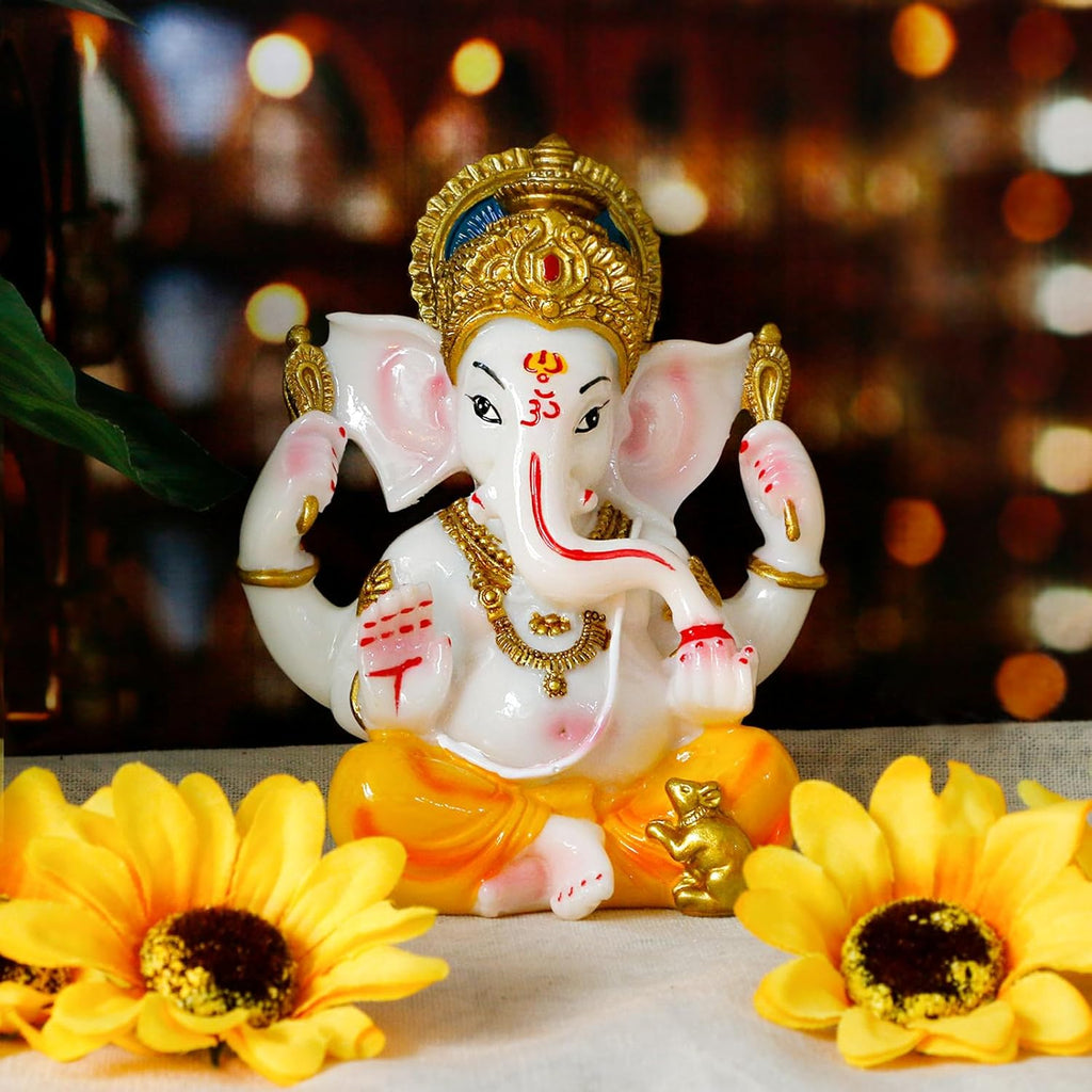 Hindu Lord Ganesha Idol - India God Ganesha Statue Diwali Gifts Indian Puja Items Home Temple Mandir Pooja Decor Car Decor Indian Wedding Diwali Birthday Gifts Yoga Room Altar