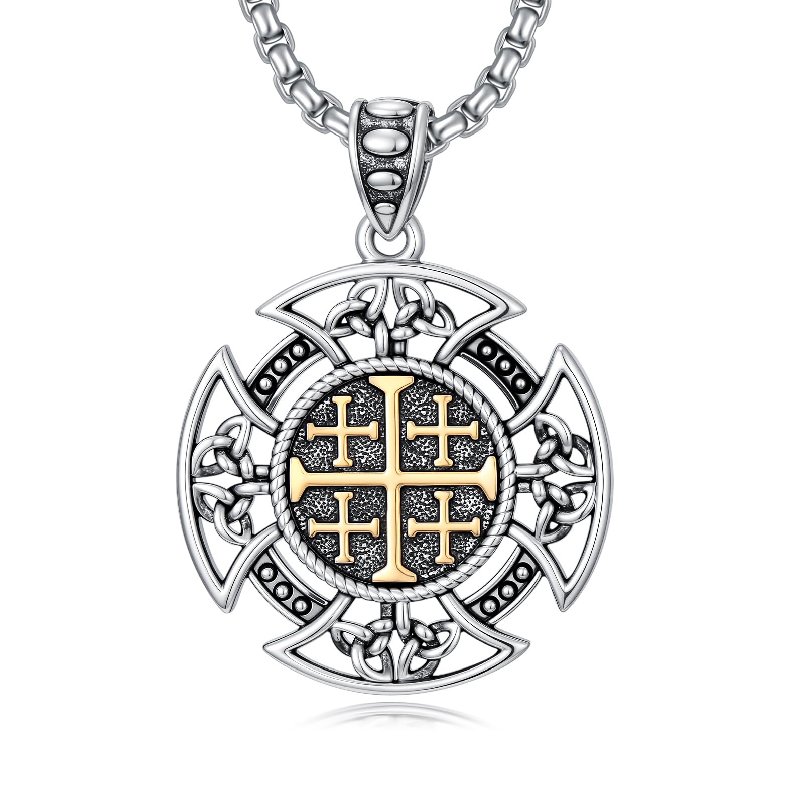 ROMANTICWORK Kreuz Kette 925 Sterling Silber Kreuz Halskette Kreuz Anhänger Christlicher Religiöser Gotischer Kreuz Schmuck Geschenke für Herren Männer Damen