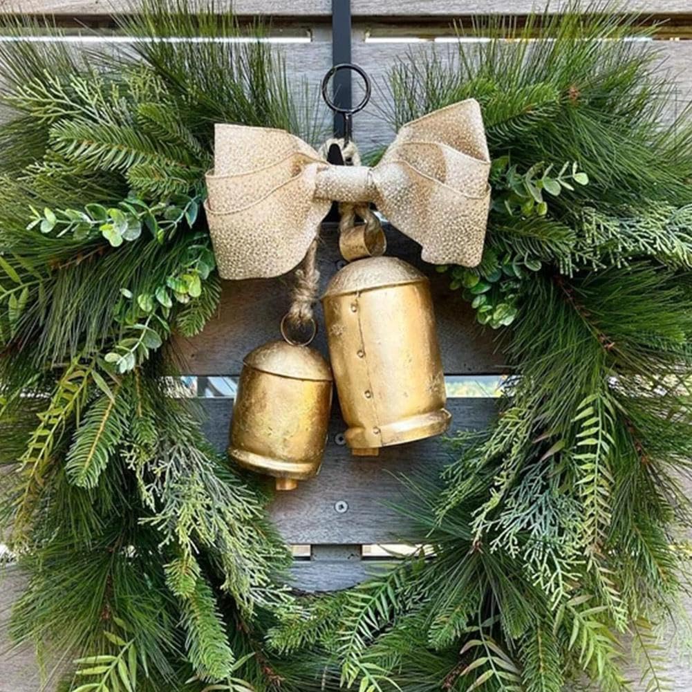 3 Stück Weihnachtskuhglocken, rustikale Harmonie Messingglocken für Dekoration, Kuhglocken Vintage Rustikale Kuhglocken Glocken Seil Wandbehang Riesige Bronze Kuhglocke Rustikale Glocken für