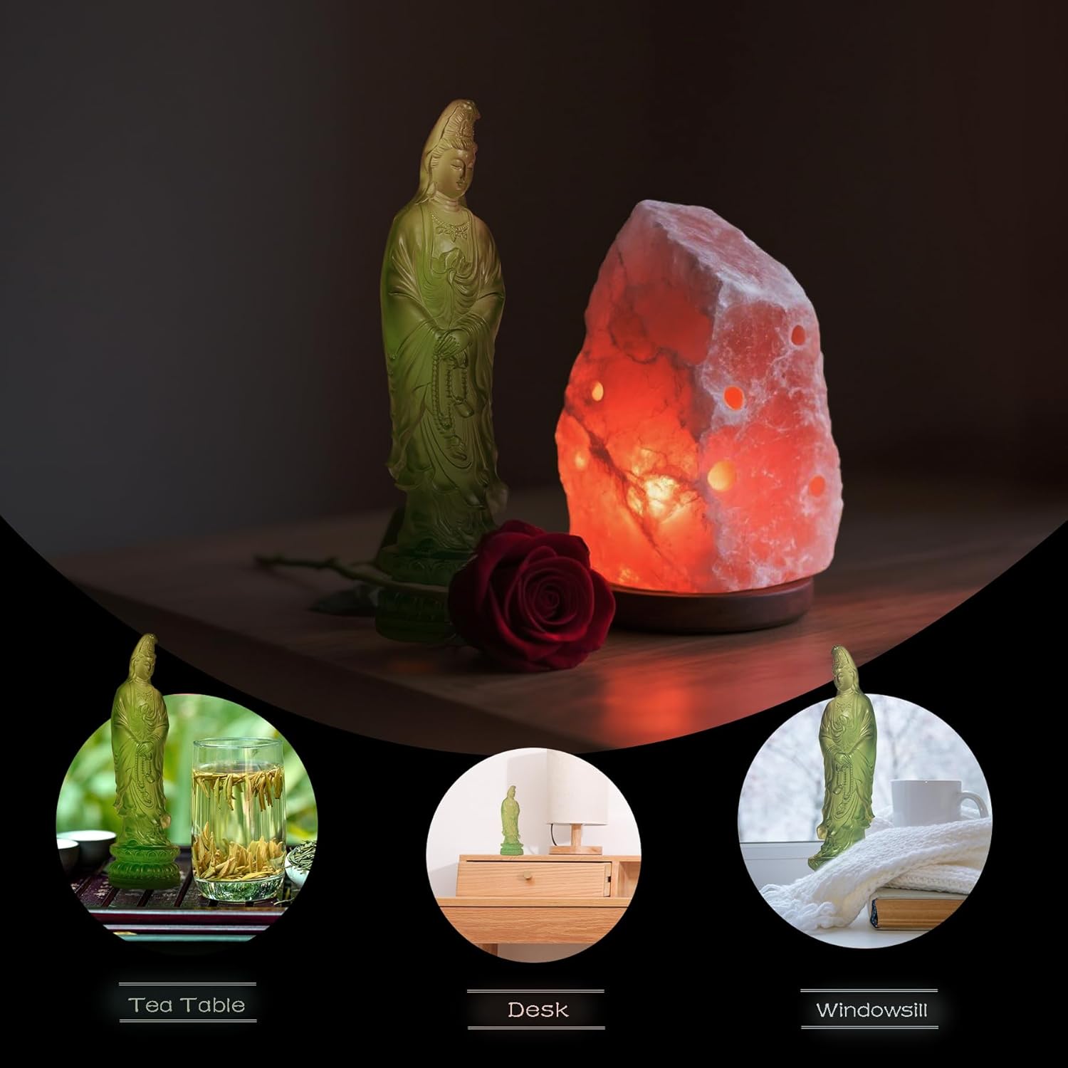 Guan Yin Statue, Quan Yin, Kwan Yin im Wind, Kuan Yin Buddha-Statue, Zen, meditierende Statue, Göttin der Göttin der Gnade und des Mitgefühls im Wind, Yoga, spirituelle Feng Shui-Dekoration