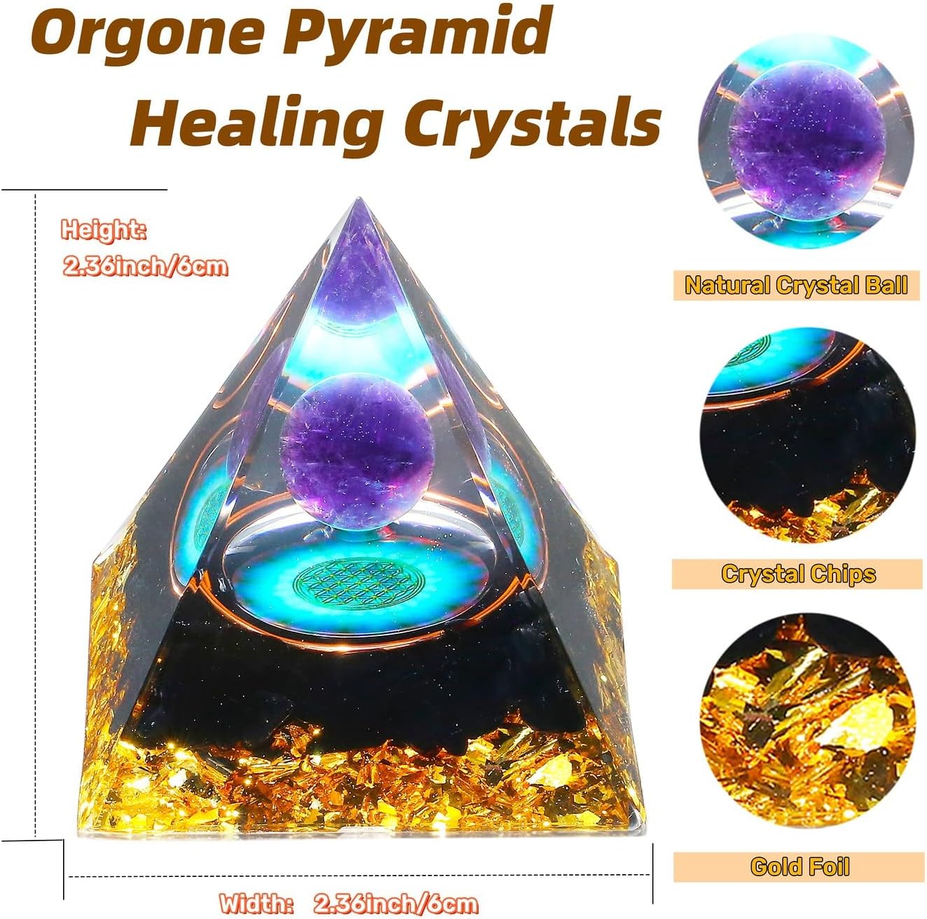 XIANNVXI 2.4" Große Kristalle Pyramide Amethyst Stein Obsidian Edelsteine Natürliche Heilsteine Pyramiden Reiki Spirituelle Geschenke für Frauen Männer