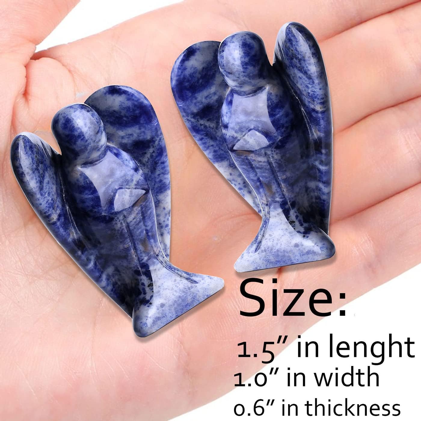 XIANNVXI Guardian Angel Crystals Blue Sodalite Angel Figure Healing Crystal Gemstones Polished Stones Statue Reiki Angel Figure Guardian Angel Gift