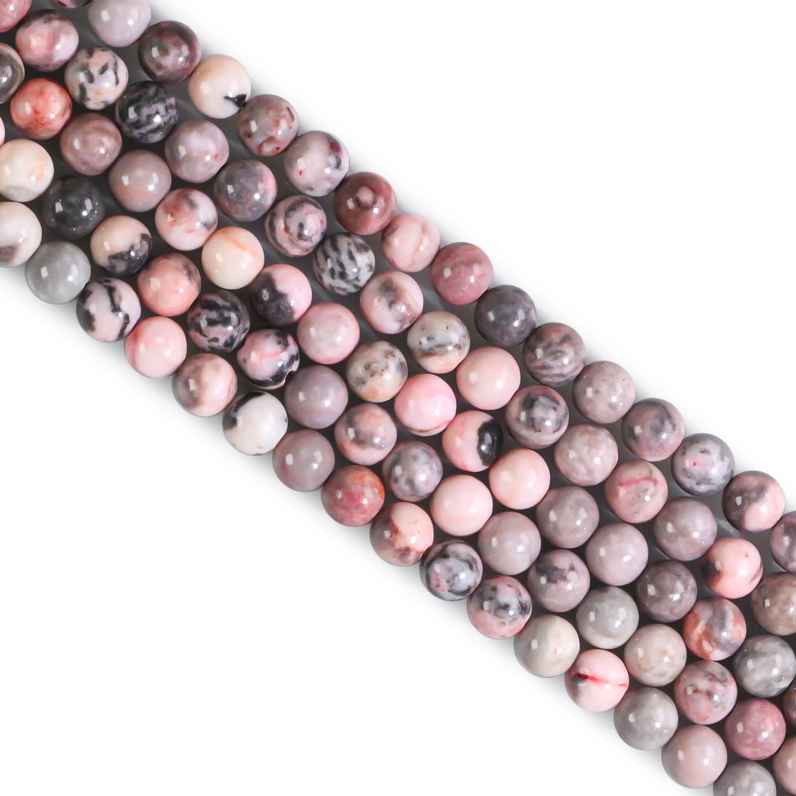 Natural Stone Beads, Gemstone Beads, 45 Pieces, 8 mm, Natural Stone, Unakite Gemstone Beads, Polished Round Gemstones for Threading, Gemstones, Stone Beads for Bracelets, Necklaces, DIY Jewellery,