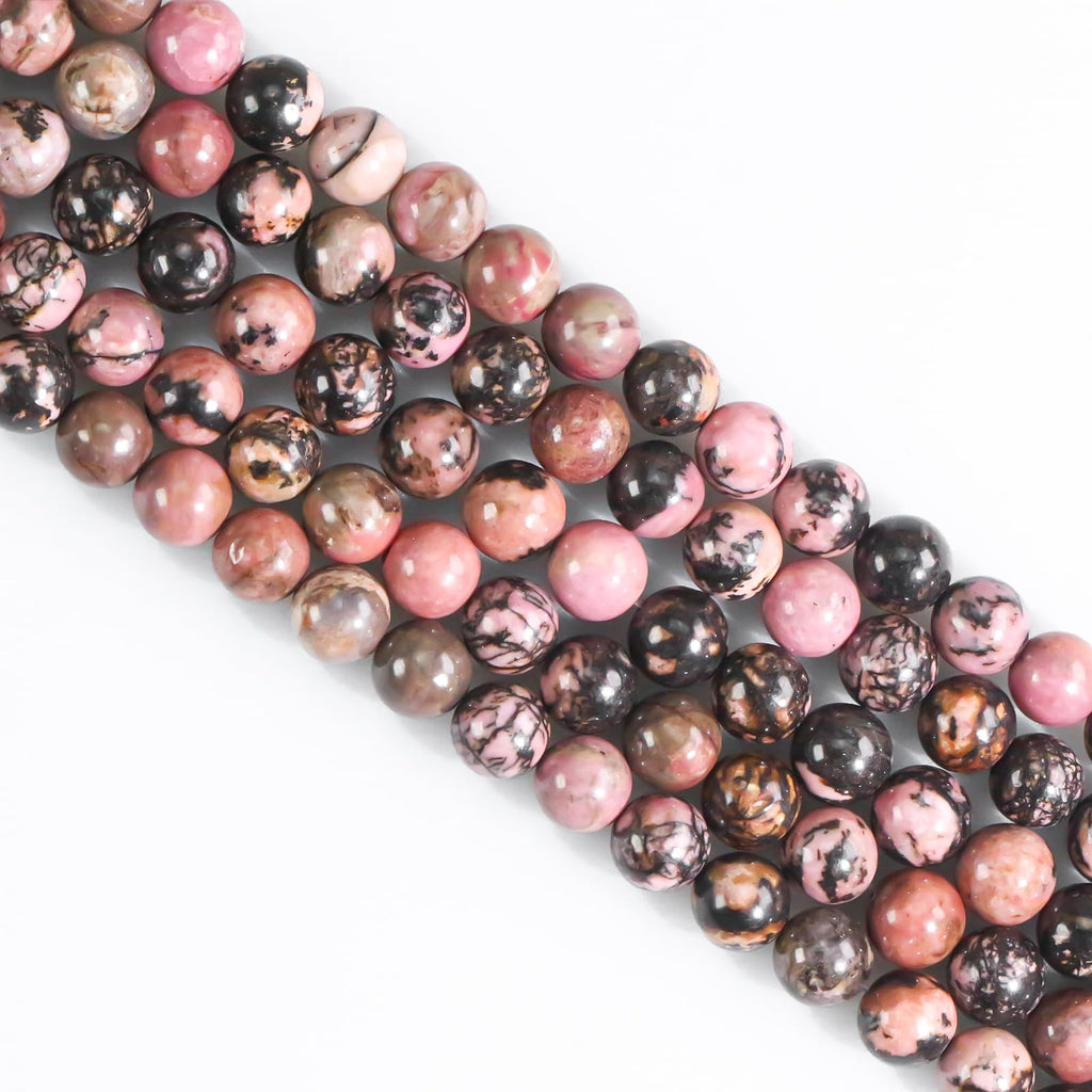 Natural Stone Beads, Gemstone Beads, 45 Pieces, 8 mm, Natural Stone, Unakite Gemstone Beads, Polished Round Gemstones for Threading, Gemstones, Stone Beads for Bracelets, Necklaces, DIY Jewellery,