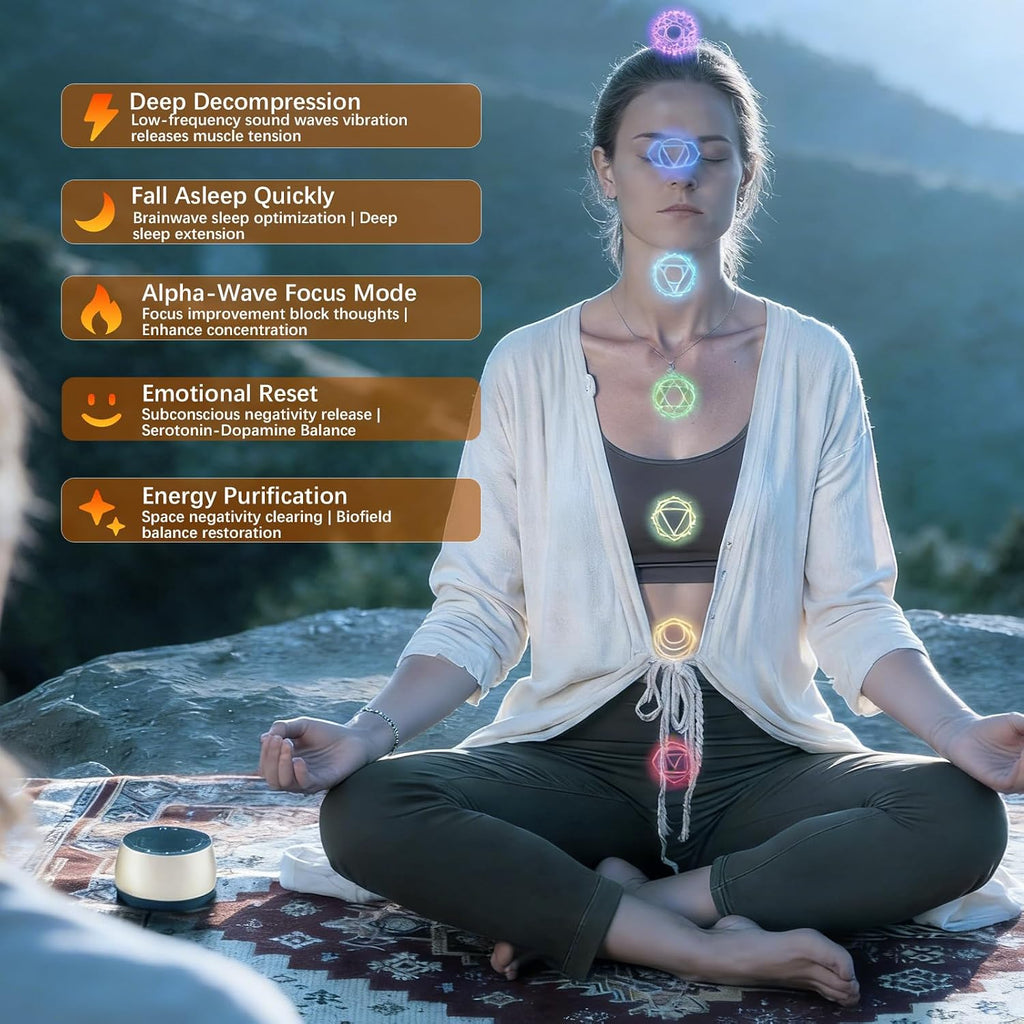 Portable Electronic Tibetan Singing Bowl Rechargeable 4 Healing Frequencies (256-510Hz) Timer, Sound & Meditation Bowl for Yoga, Mindfulness, Chakra Healing and Stress Relief Gifts for Women