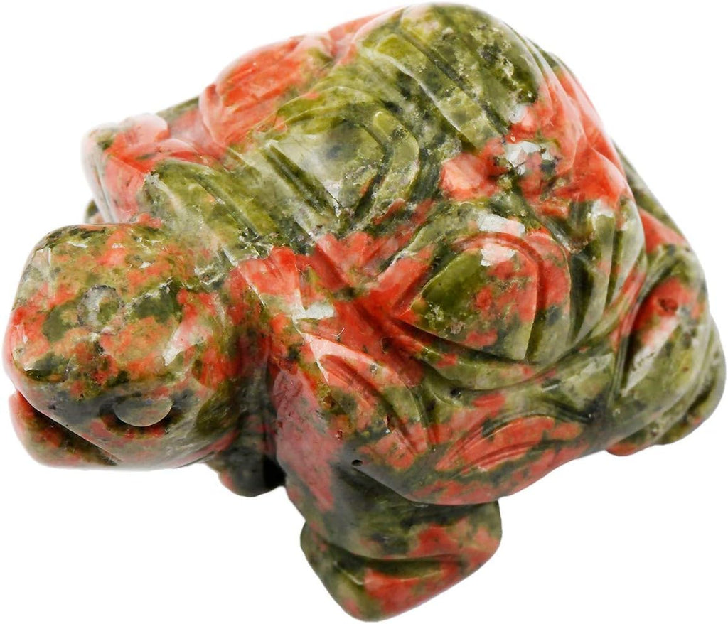 Unakite Kristall Schildkröte Figur Edelstein, Hand Geschnitzt Schildkröte-Skulptur Reiki Heilung Stein Ornament Pocket Statue Fengshui Decor für Glücksbringer Amulett